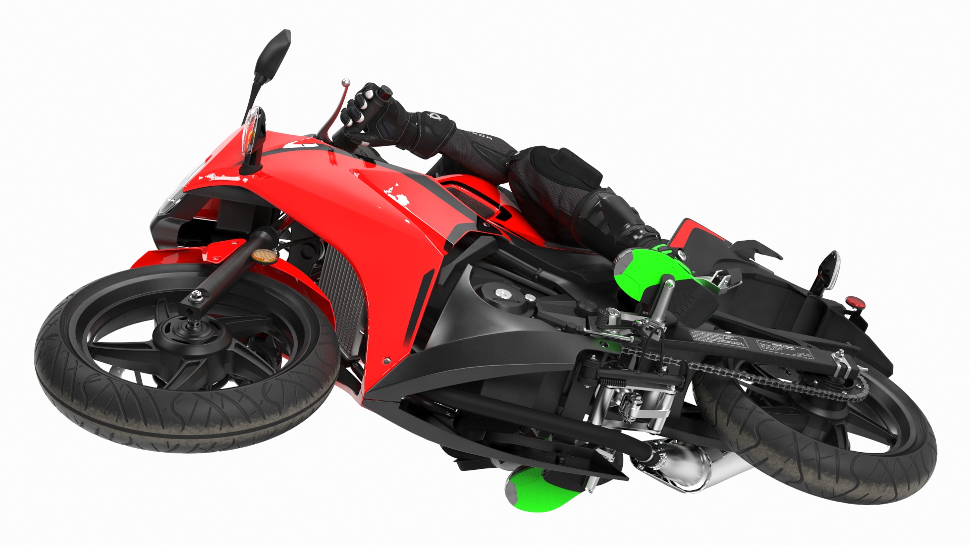 3D Racing Motorcycle with Rider Turning