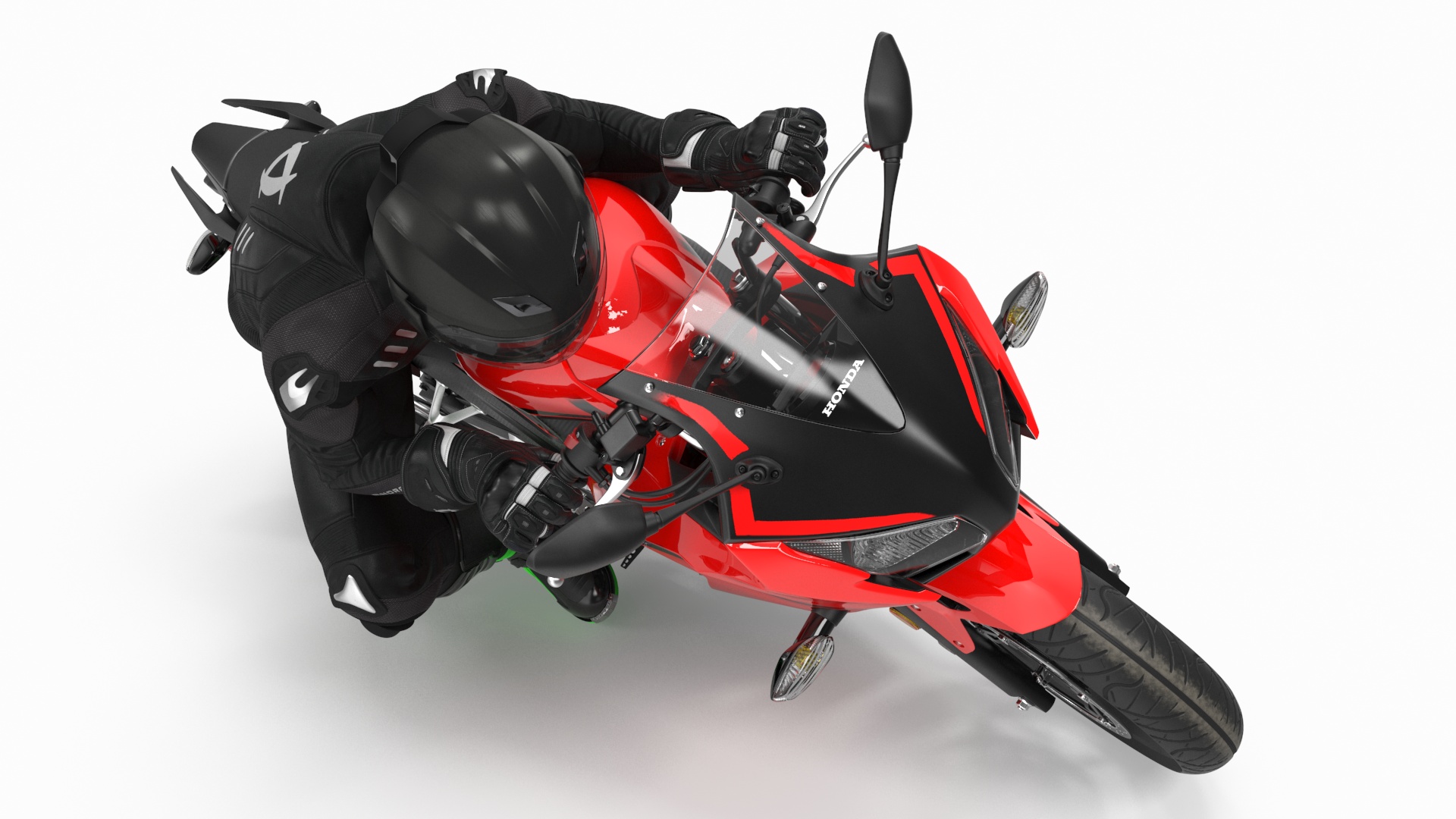 3D Racing Motorcycle with Rider Turning