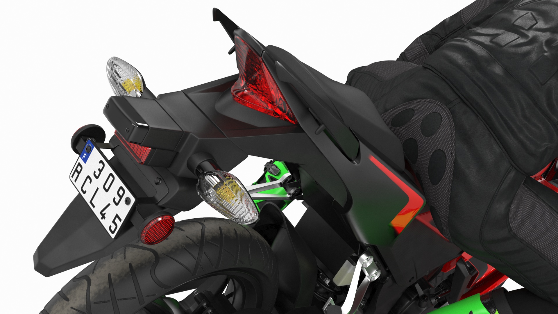 3D Racing Motorcycle with Rider Turning