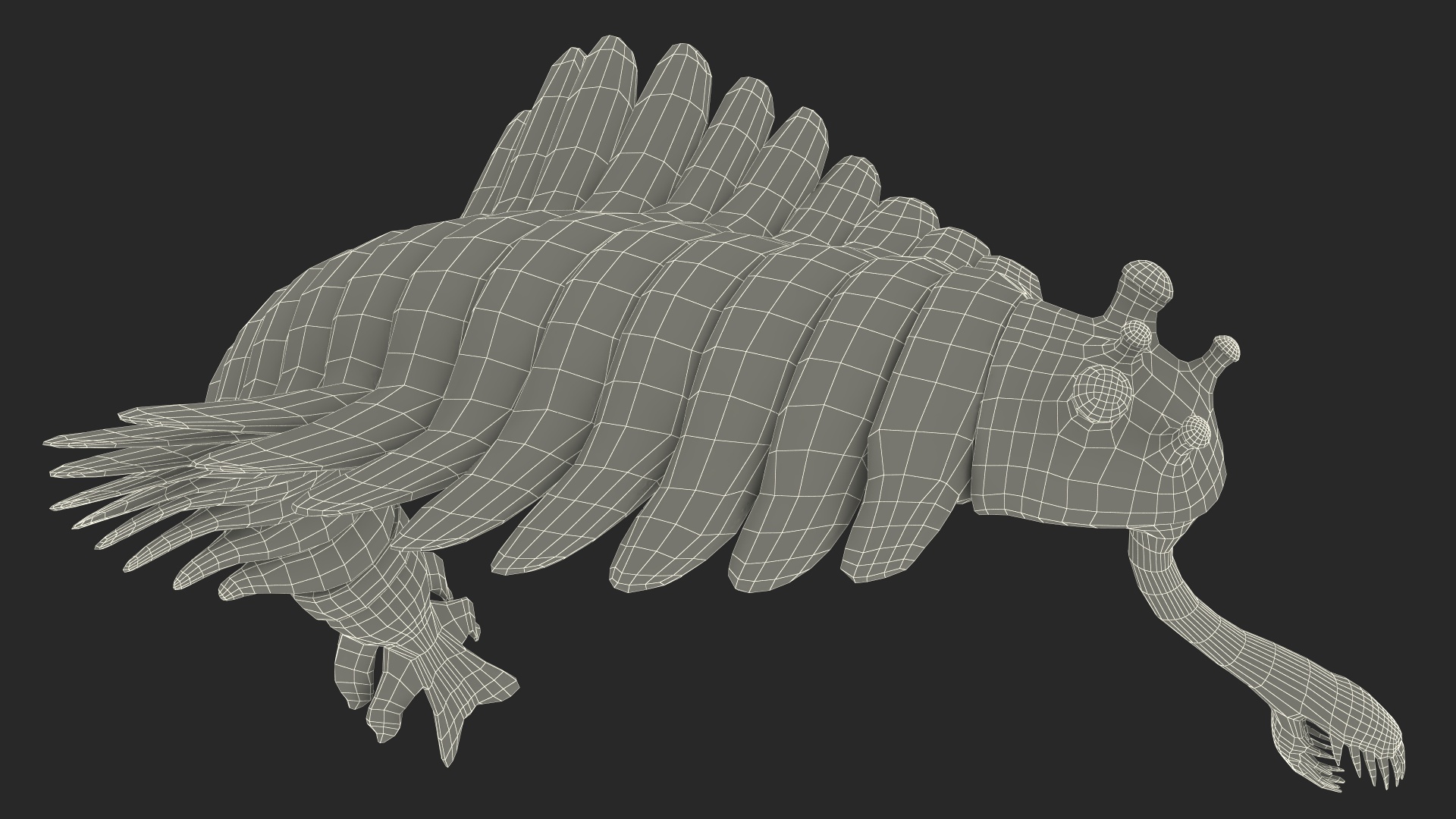 3D Pink Opabinia Flip model