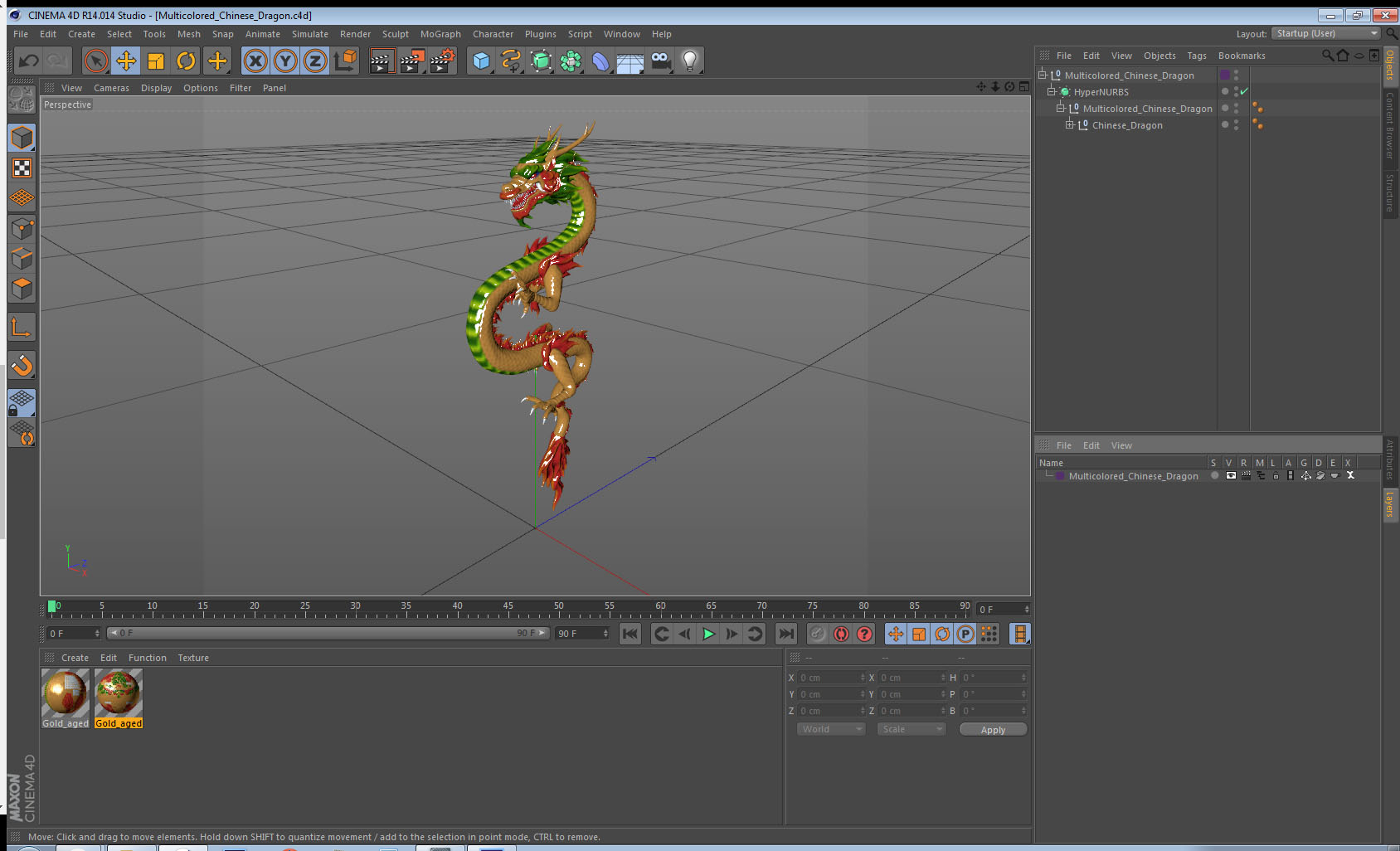 Multicolored Chinese Dragon 3D