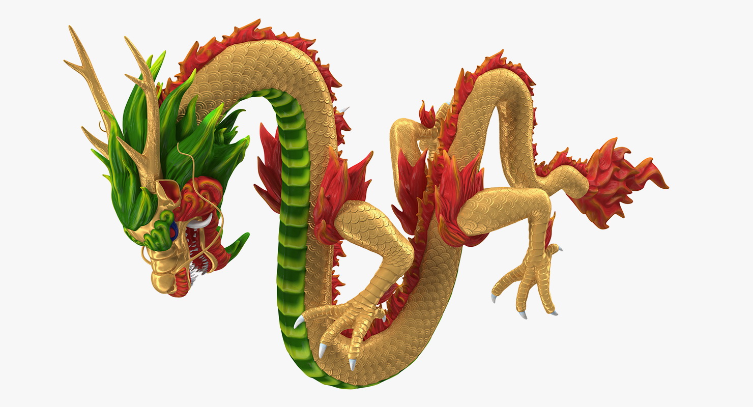 Multicolored Chinese Dragon 3D