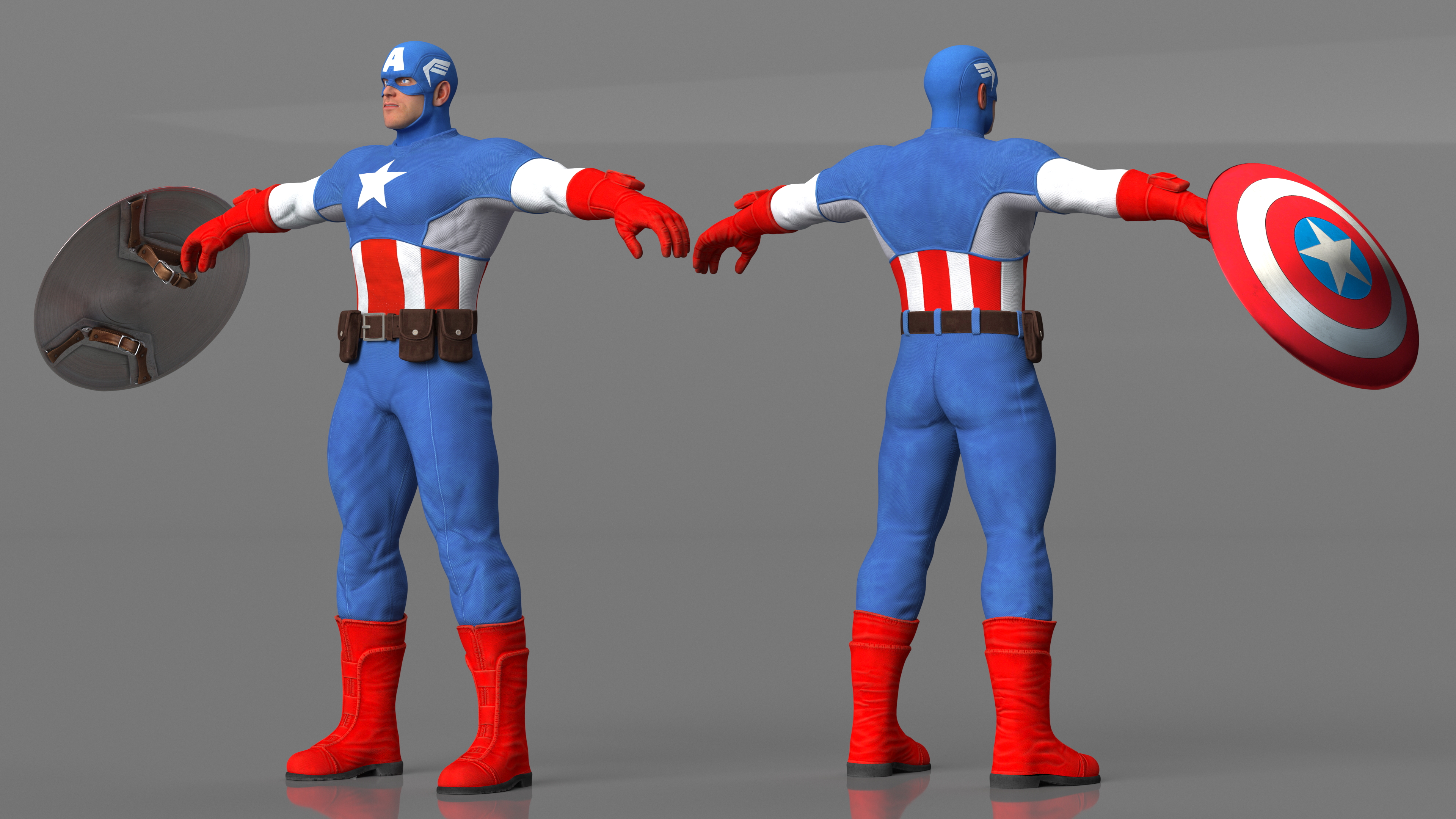 Marvel Cartoon Captain America Rigged 3D