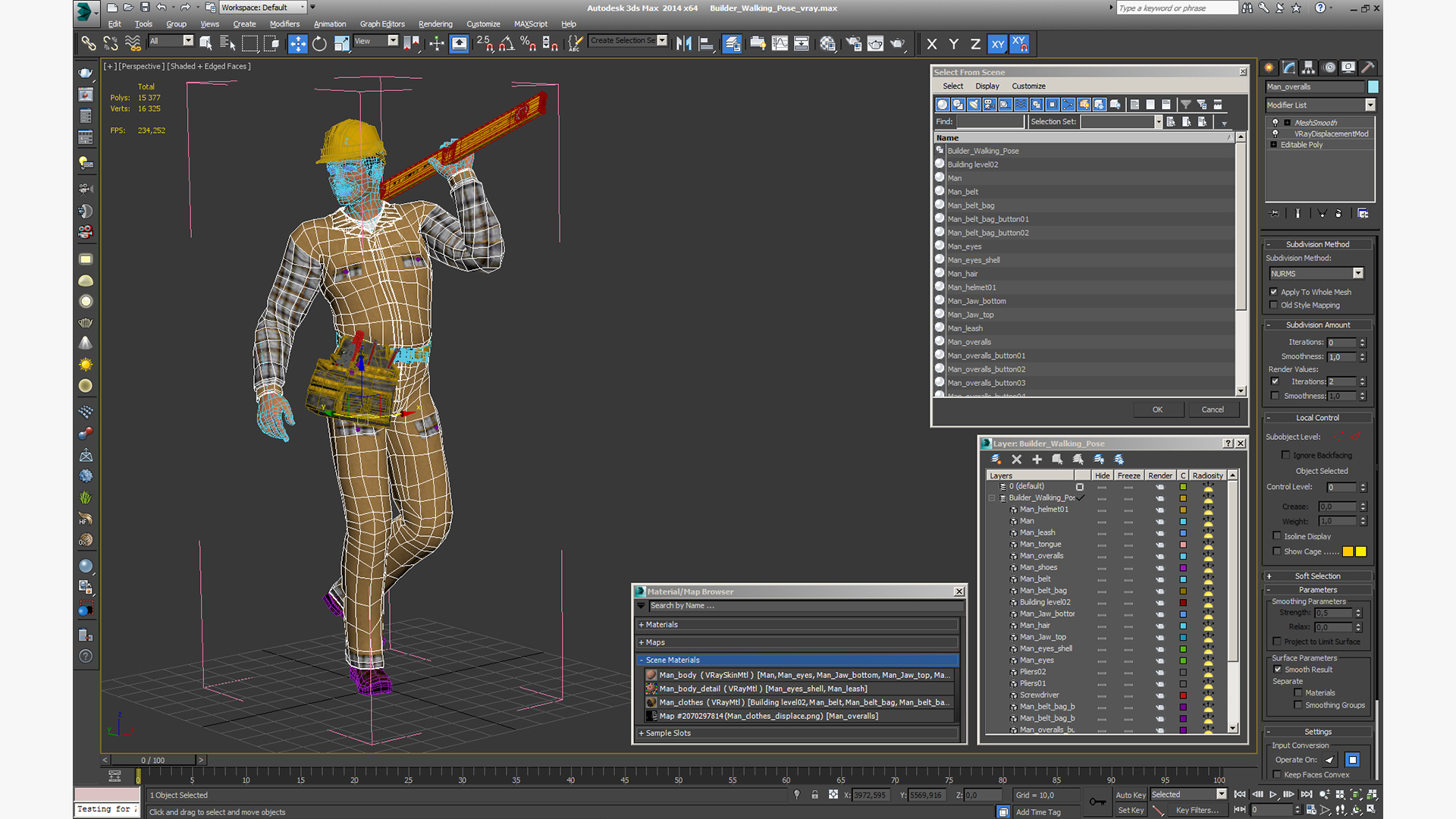 3D model Builder Walking Pose