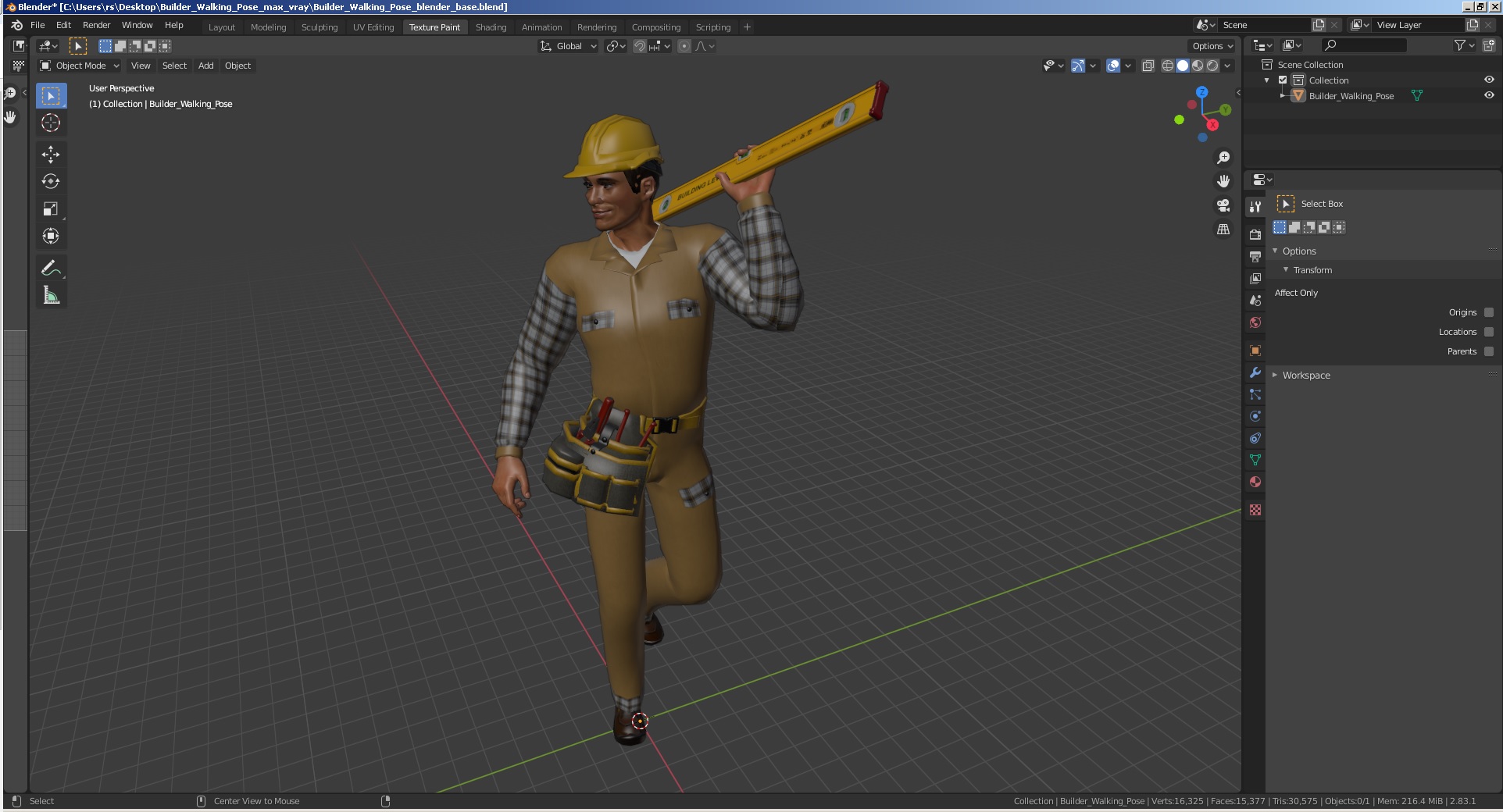 3D model Builder Walking Pose