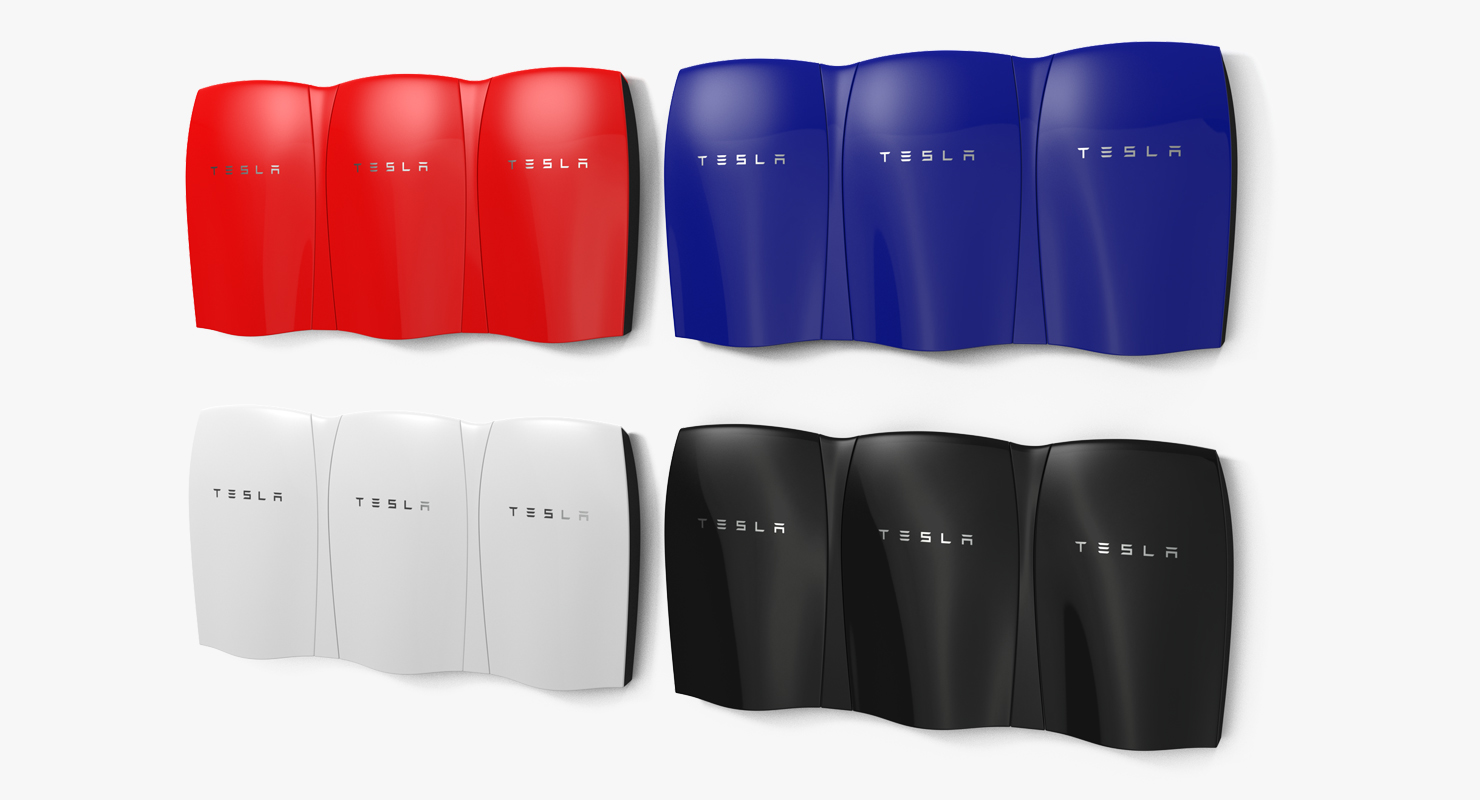 3D Tesla Powerwall Triple Unit Set