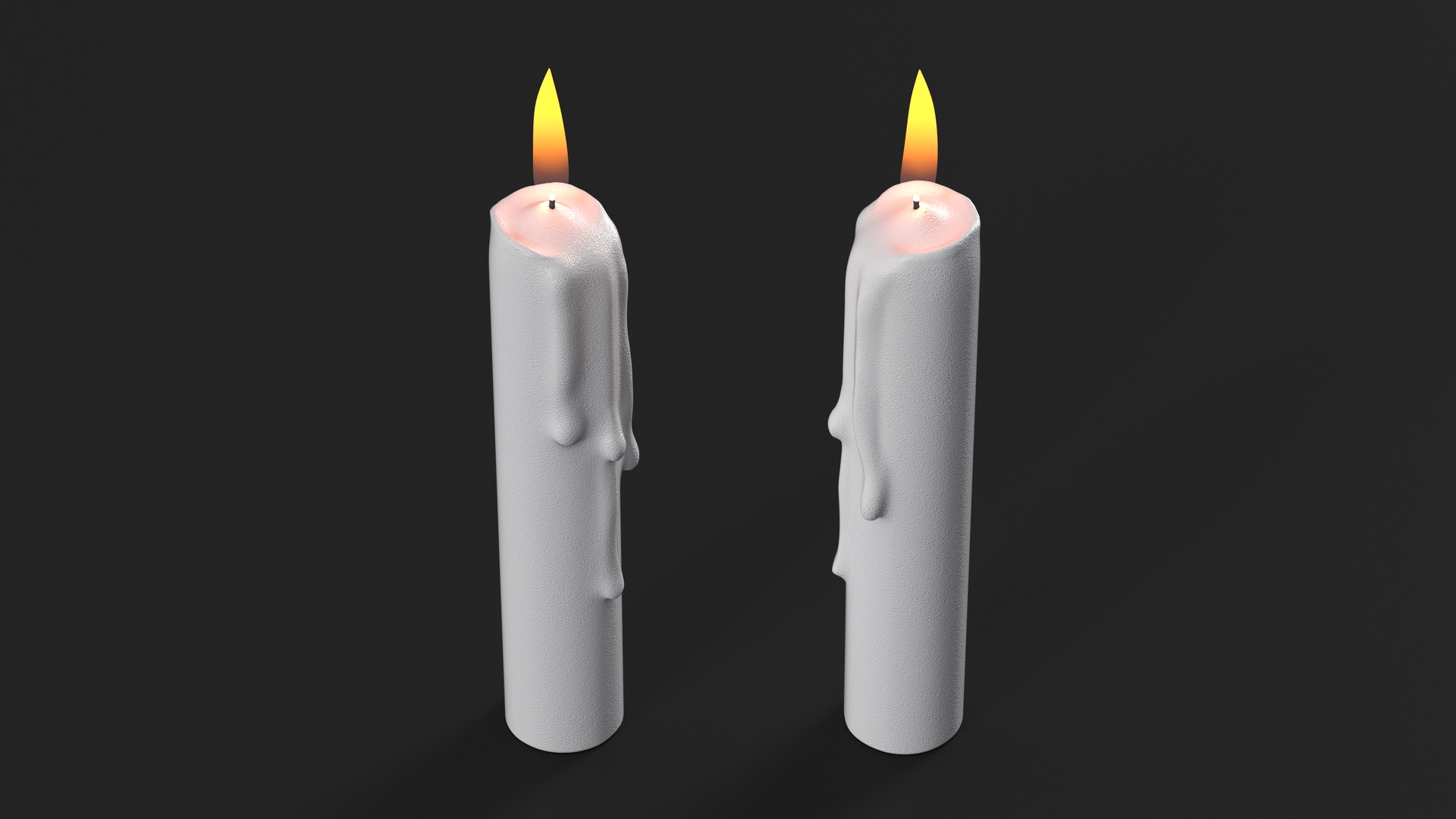 3D model Realistic Lit Candle with Wax Drips