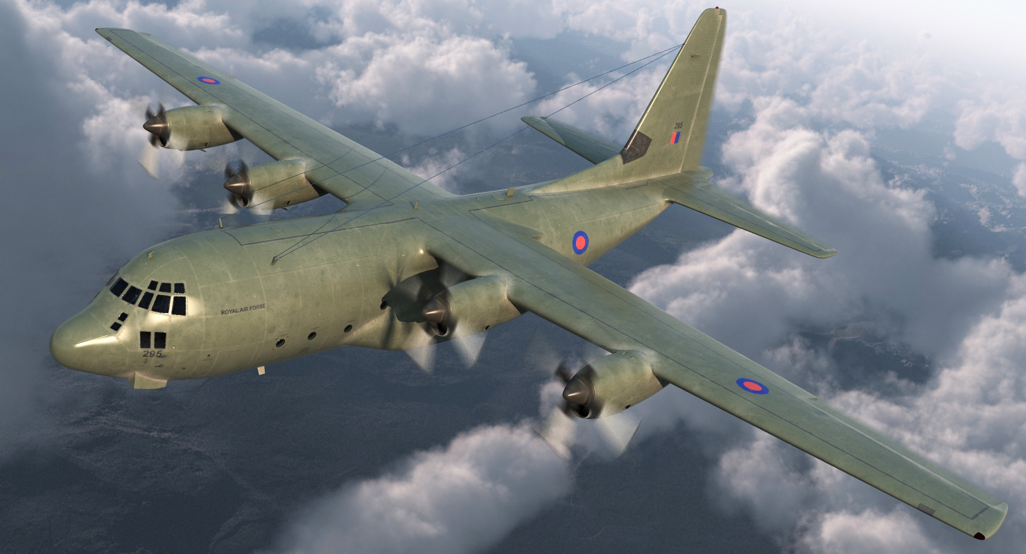 3D Lockheed Martin Hercules C130K Royal Air Force Rigged model