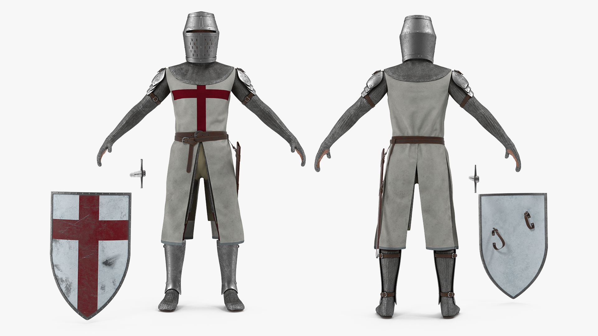 3D model Knight Templar T-Pose Set