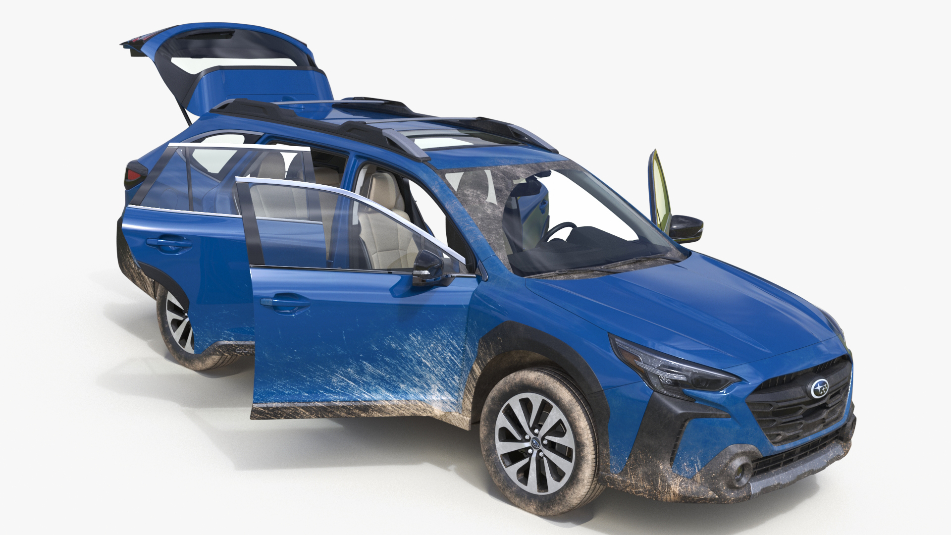 3D model Subaru Outback 2025 Blue Dirty