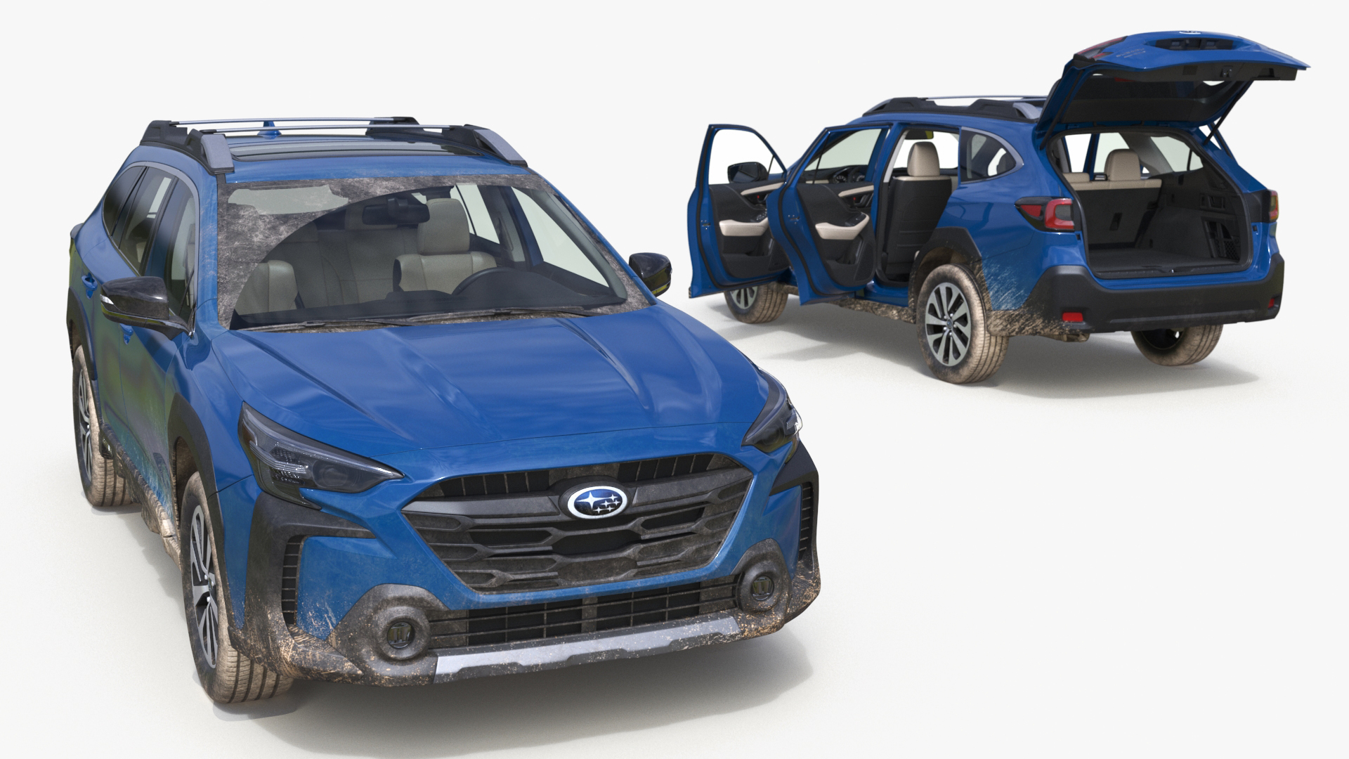 3D model Subaru Outback 2025 Blue Dirty