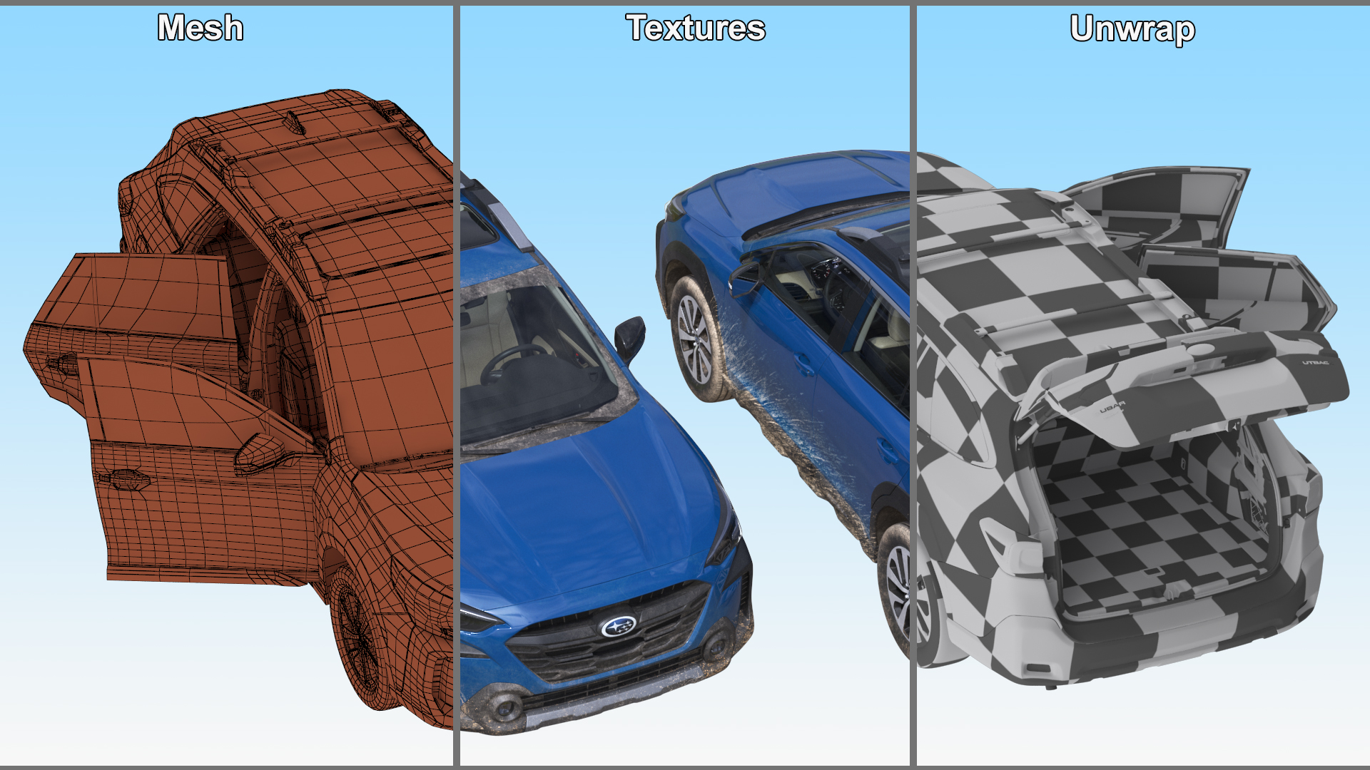 3D model Subaru Outback 2025 Blue Dirty