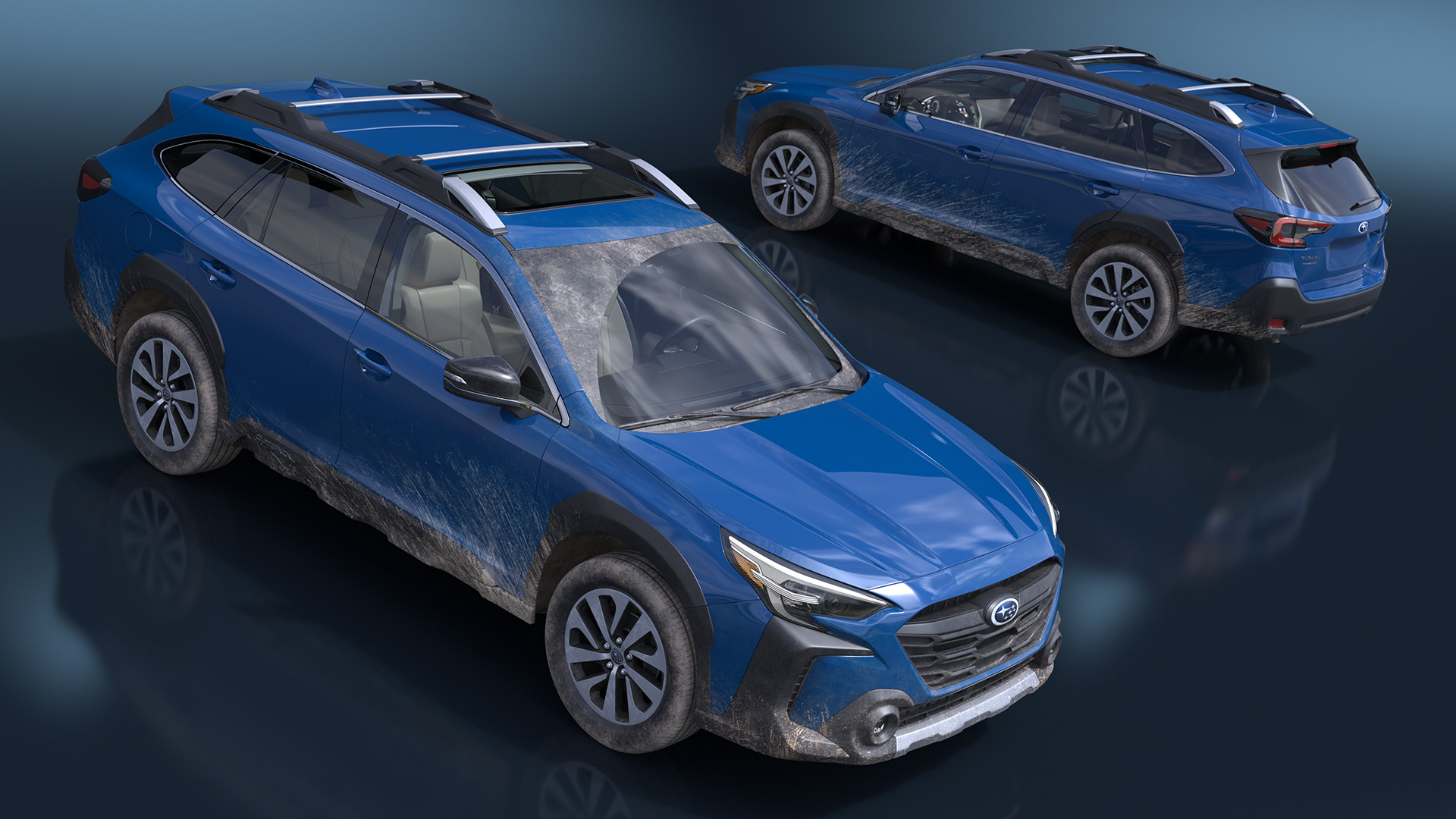 3D model Subaru Outback 2025 Blue Dirty