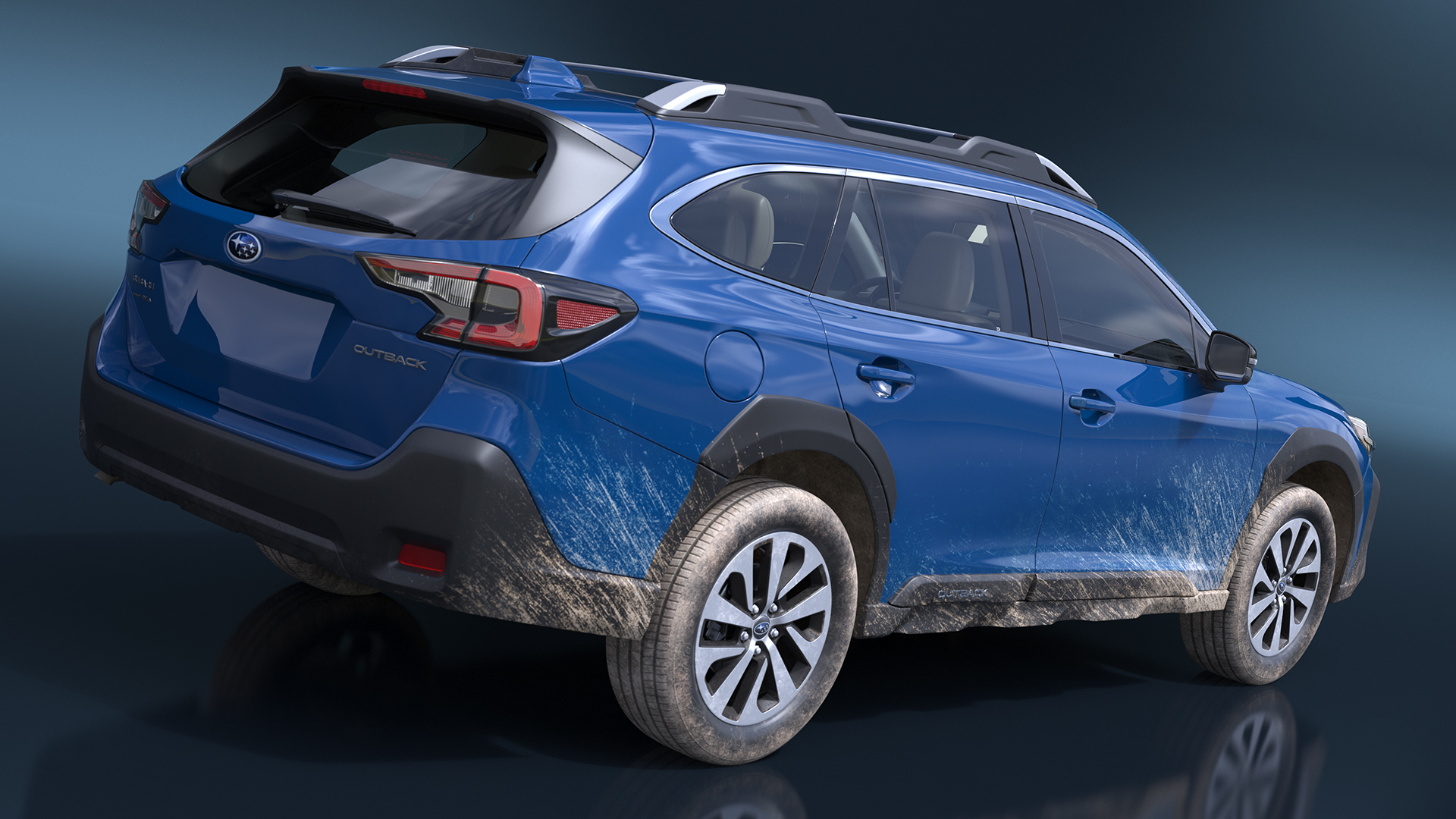 3D model Subaru Outback 2025 Blue Dirty