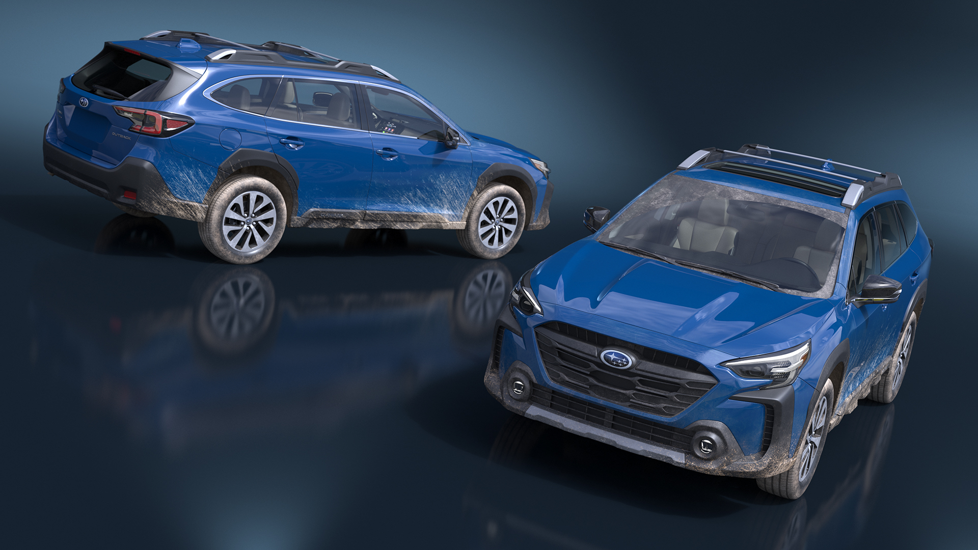 3D model Subaru Outback 2025 Blue Dirty