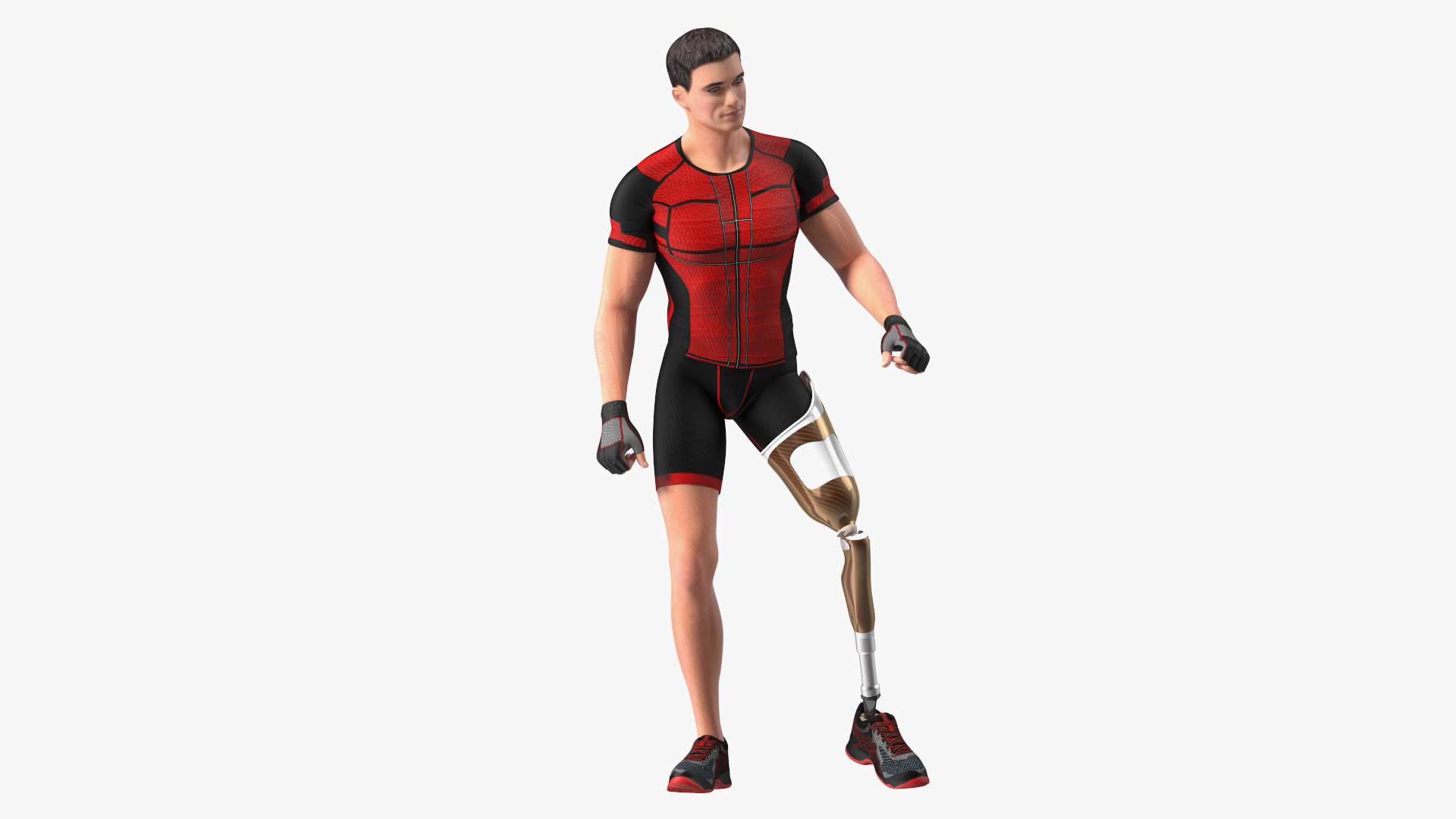 Man with Prosthetic Leg Rigged for Cinema 4D 3D model