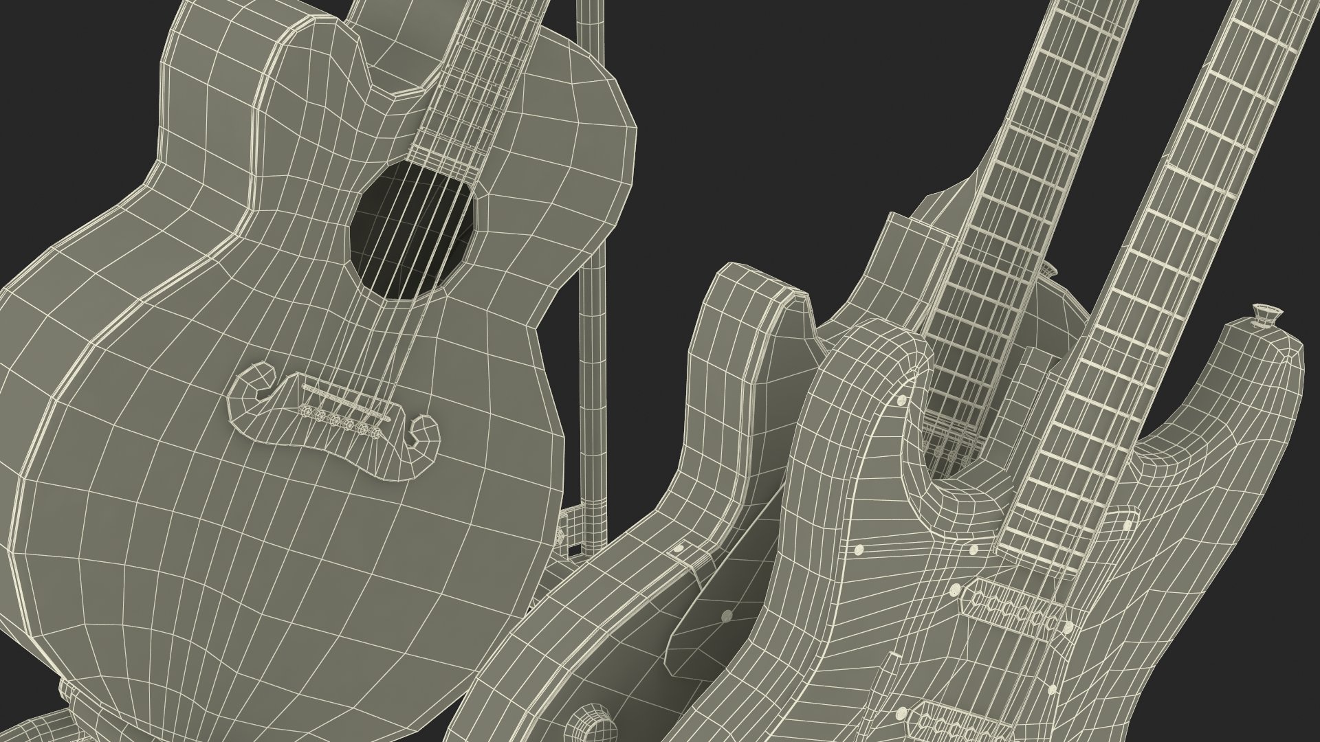 Guitars on Guitar Rack 3D