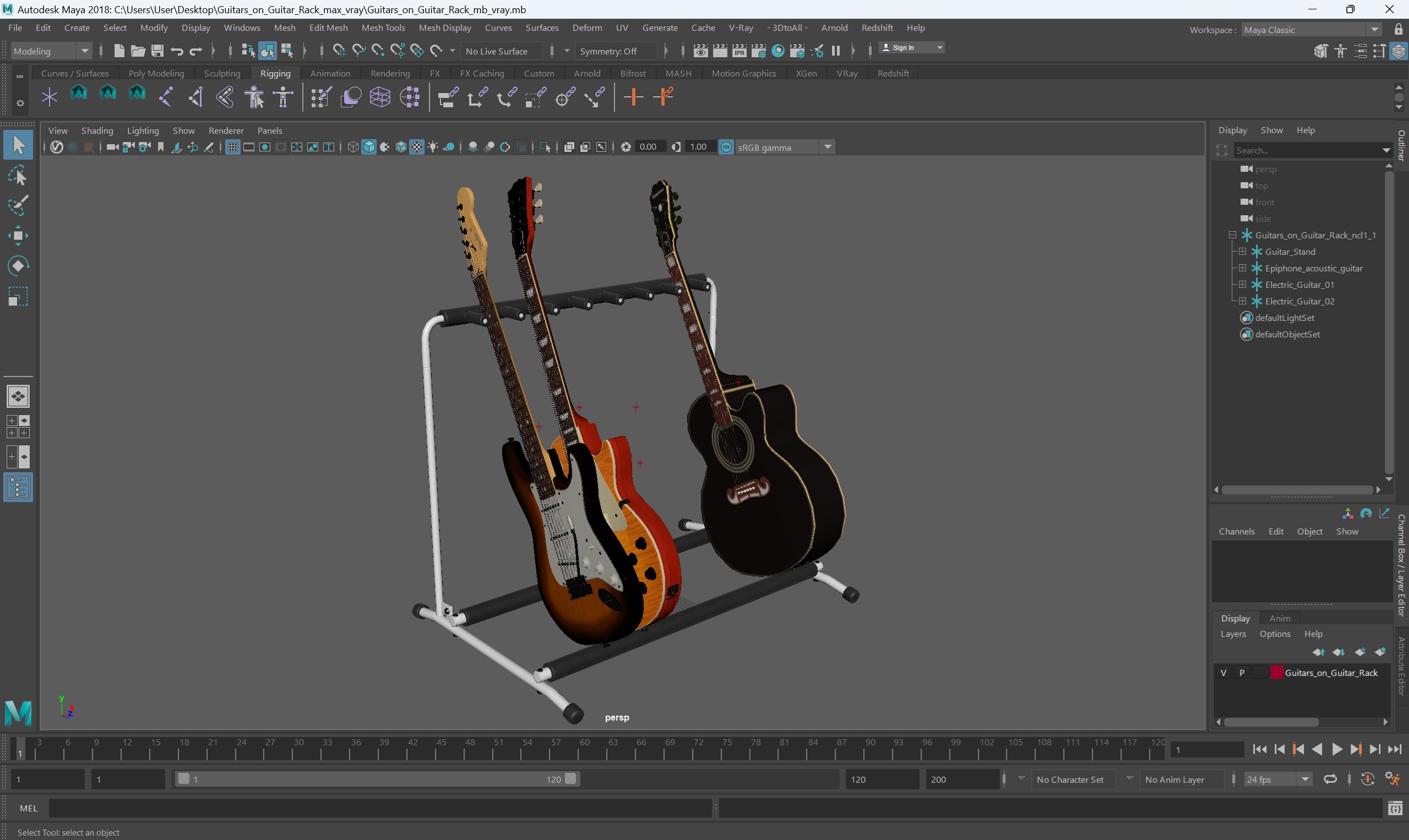 Guitars on Guitar Rack 3D