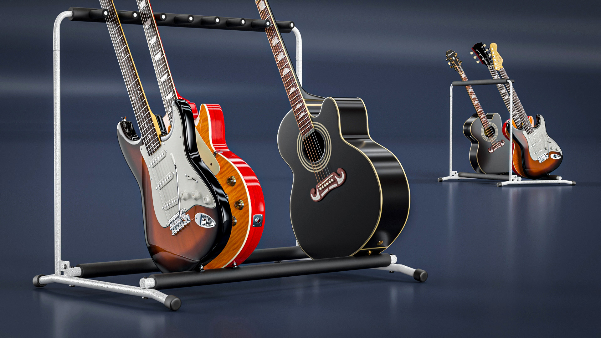 Guitars on Guitar Rack 3D