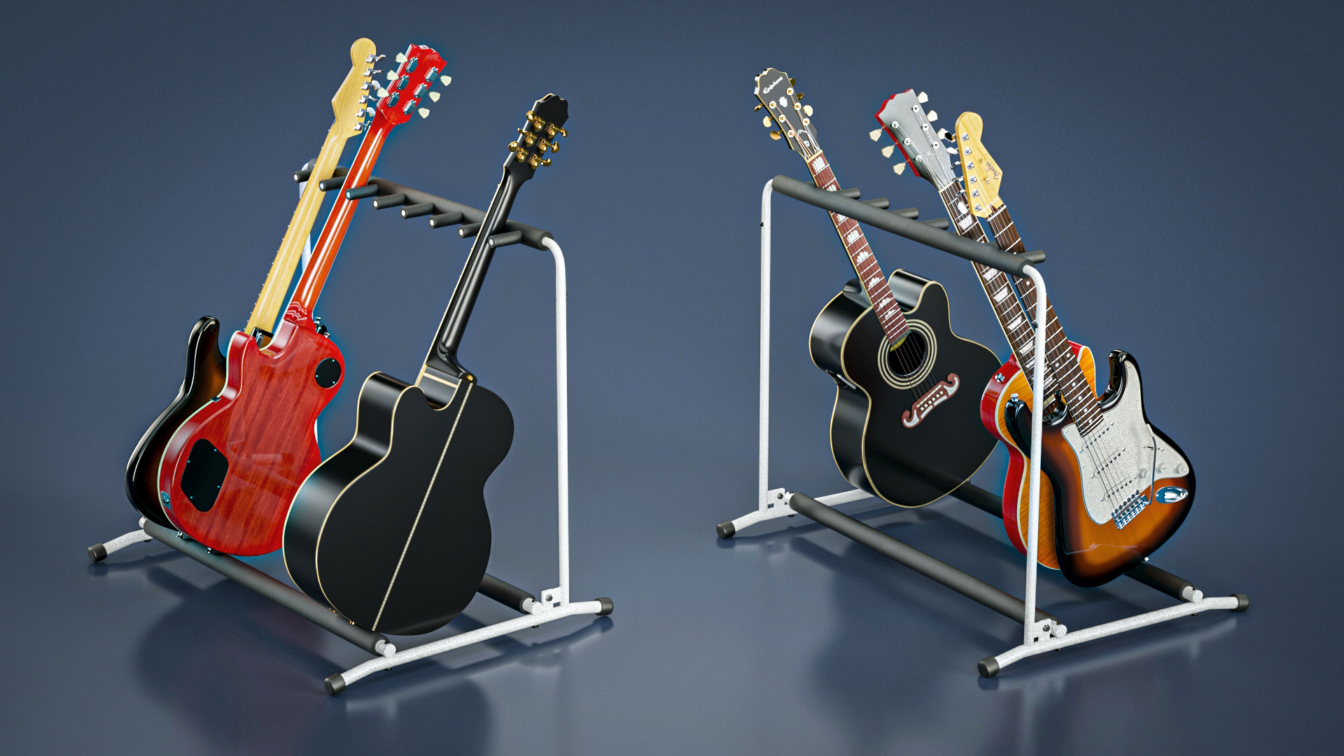 Guitars on Guitar Rack 3D