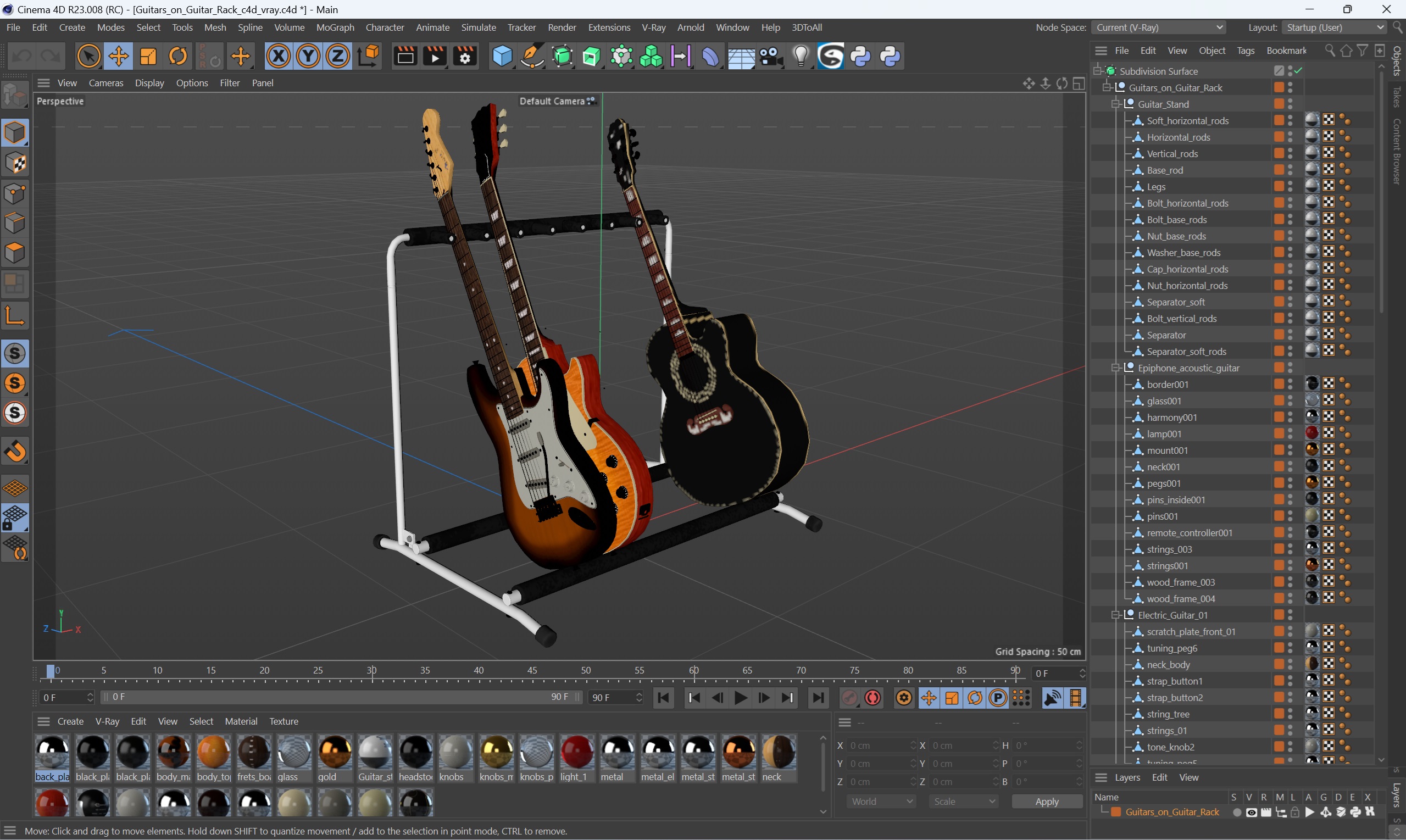 Guitars on Guitar Rack 3D