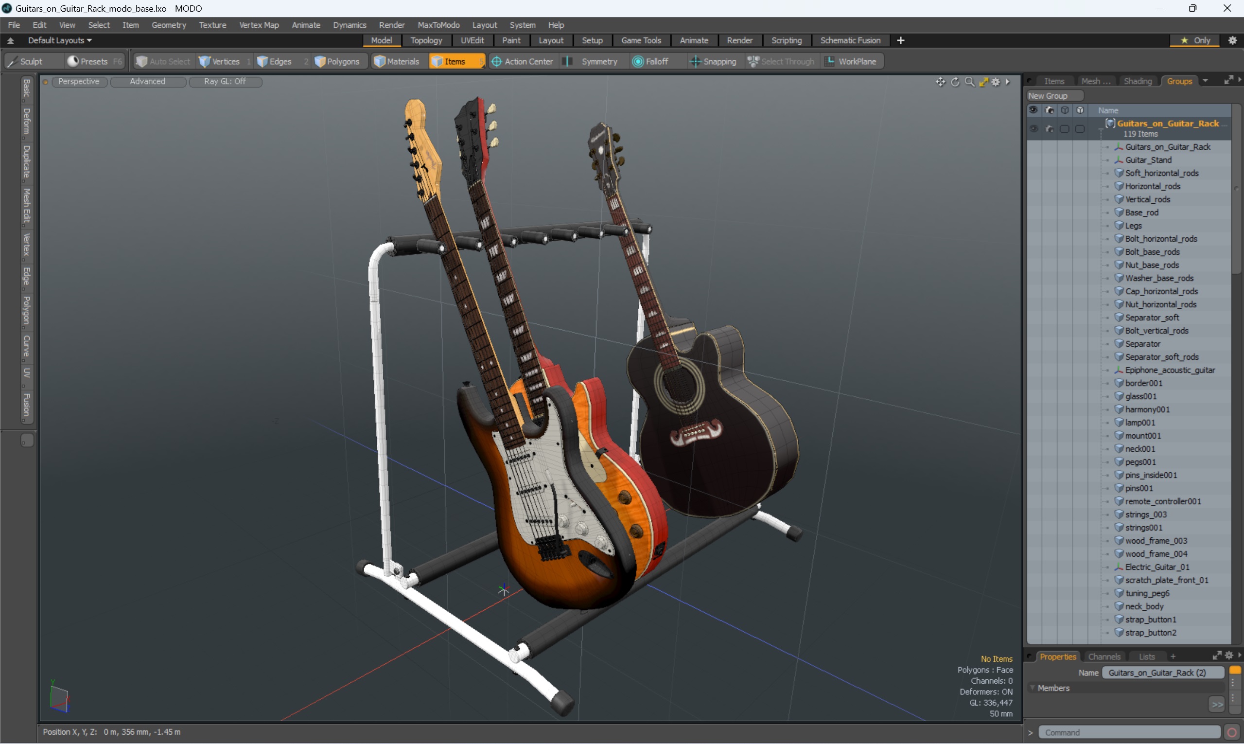 Guitars on Guitar Rack 3D