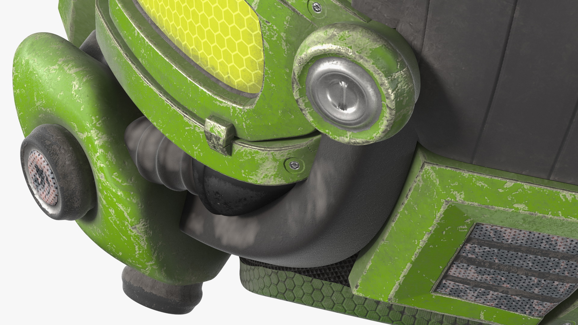 3D SciFi Helmet Green Scratches model