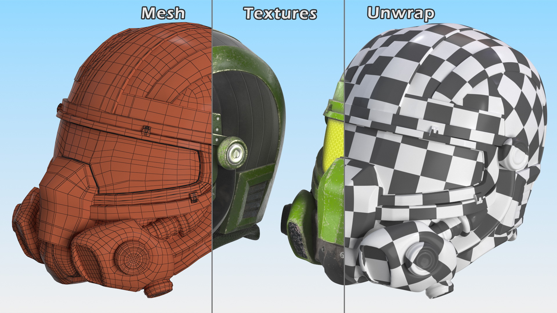 3D SciFi Helmet Green Scratches model