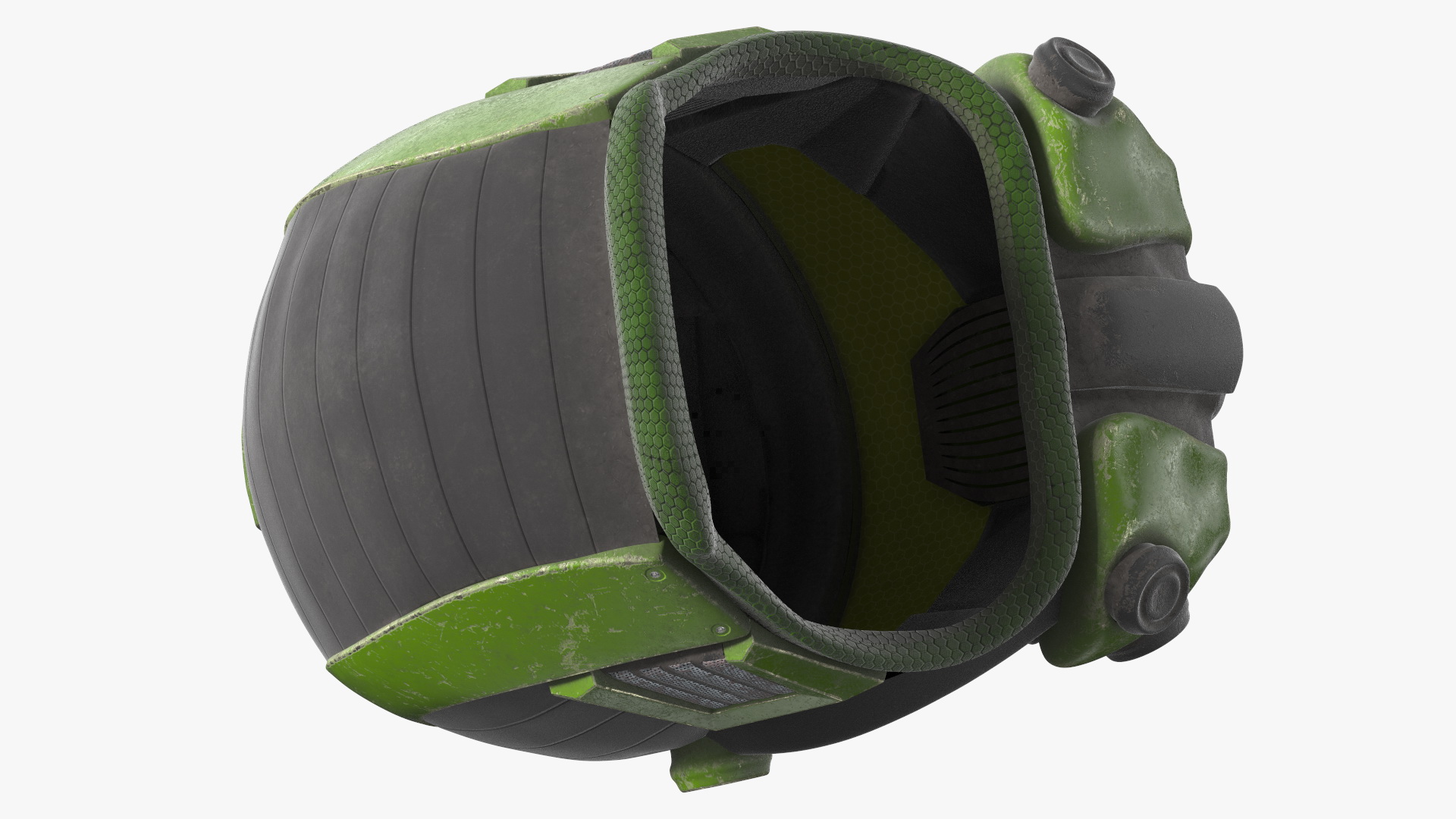 3D SciFi Helmet Green Scratches model