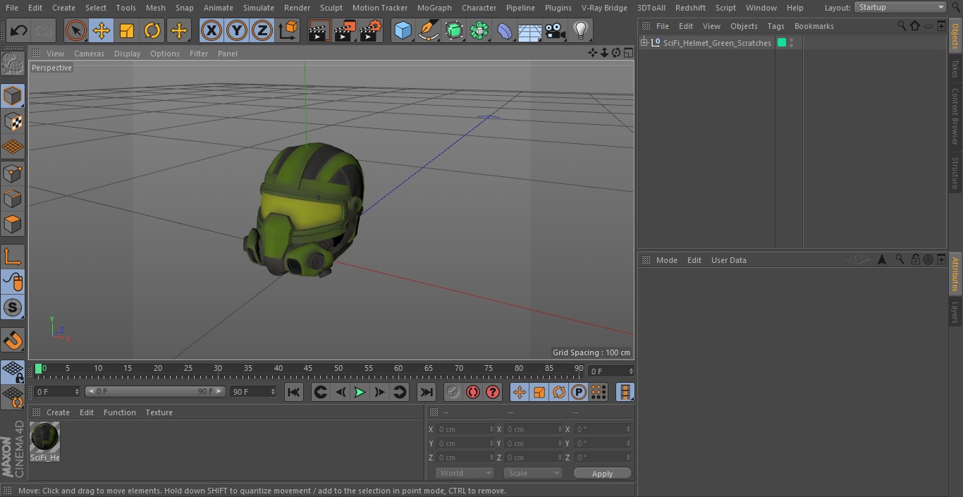 3D SciFi Helmet Green Scratches model