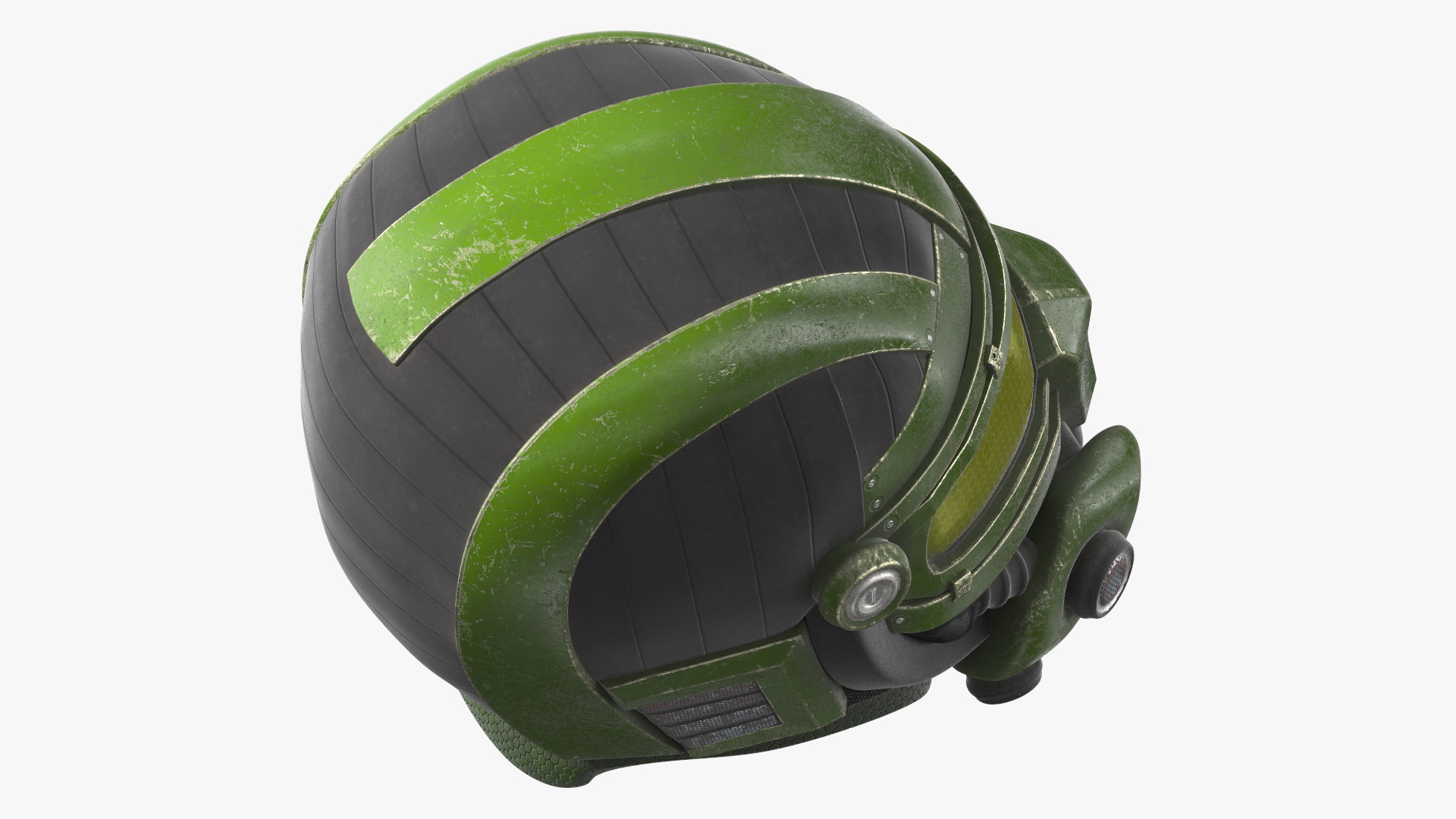 3D SciFi Helmet Green Scratches model