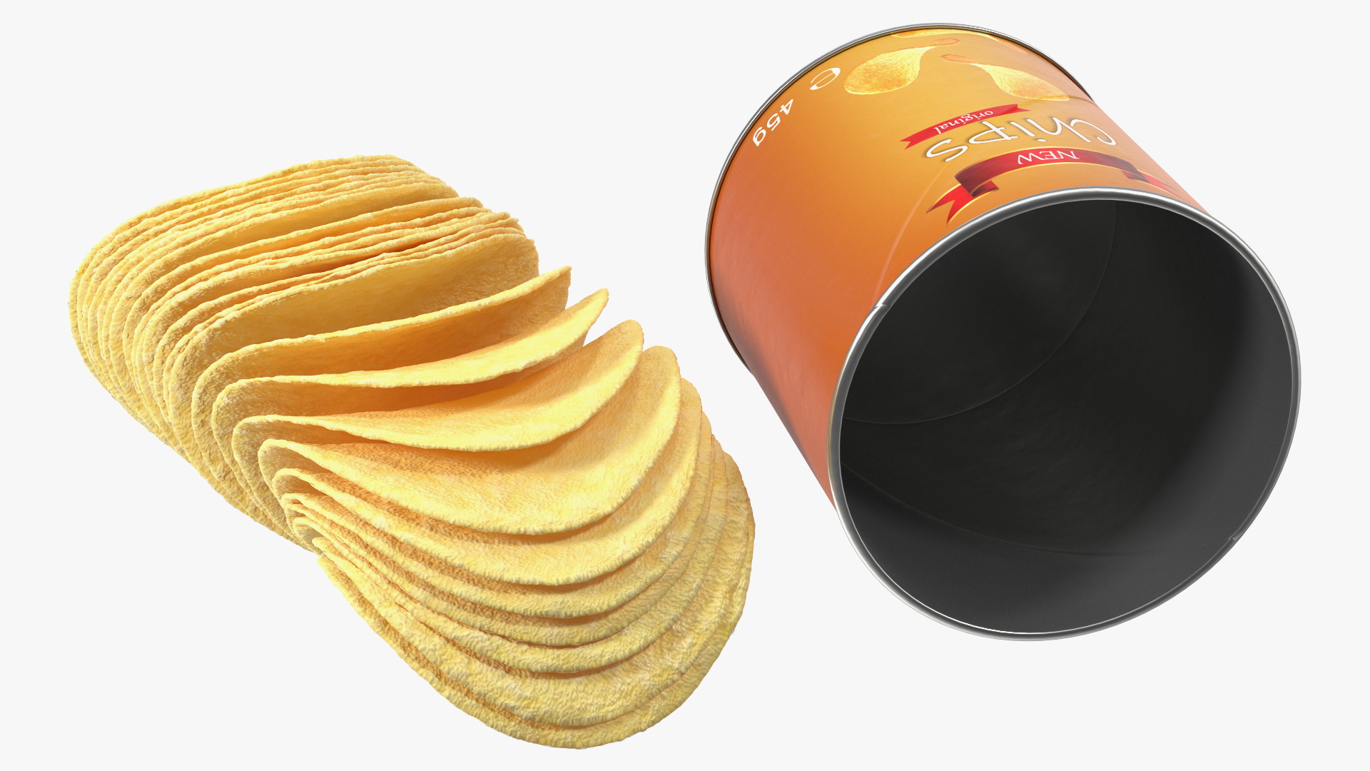 Opened Potato Chips Small Can 3D model