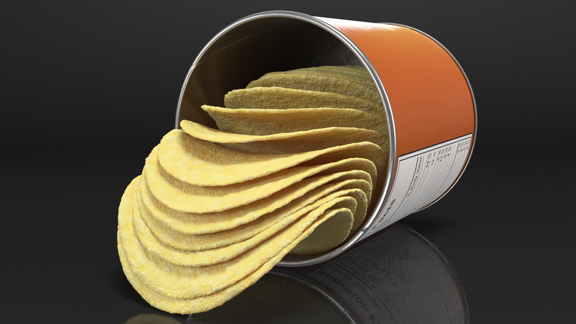 Opened Potato Chips Small Can 3D model