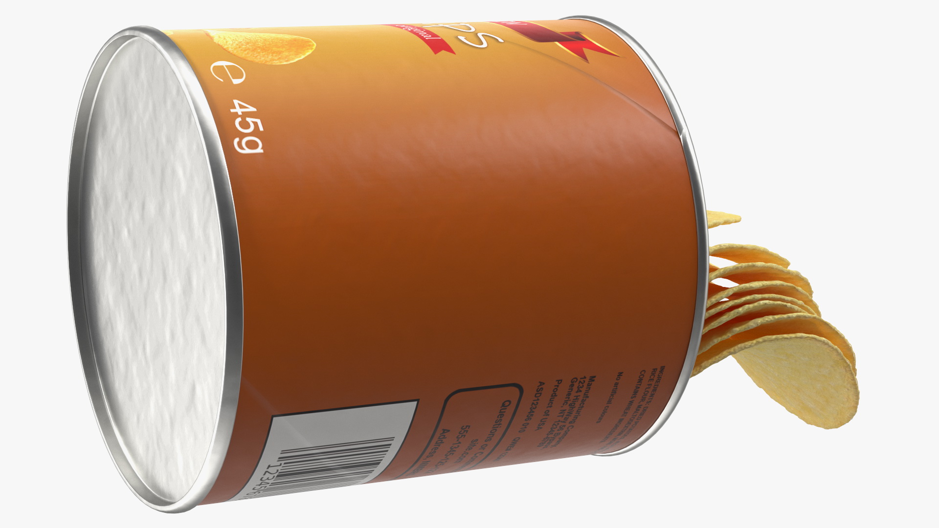 Opened Potato Chips Small Can 3D model