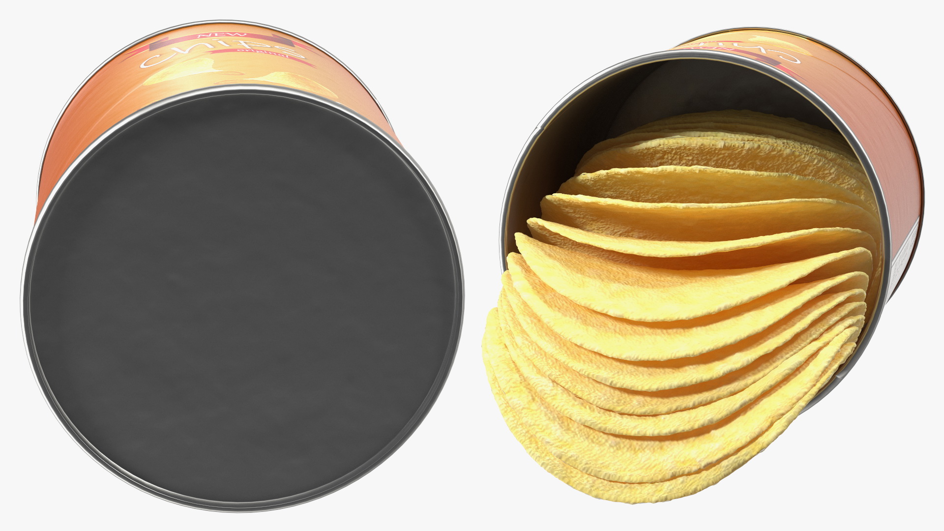 Opened Potato Chips Small Can 3D model