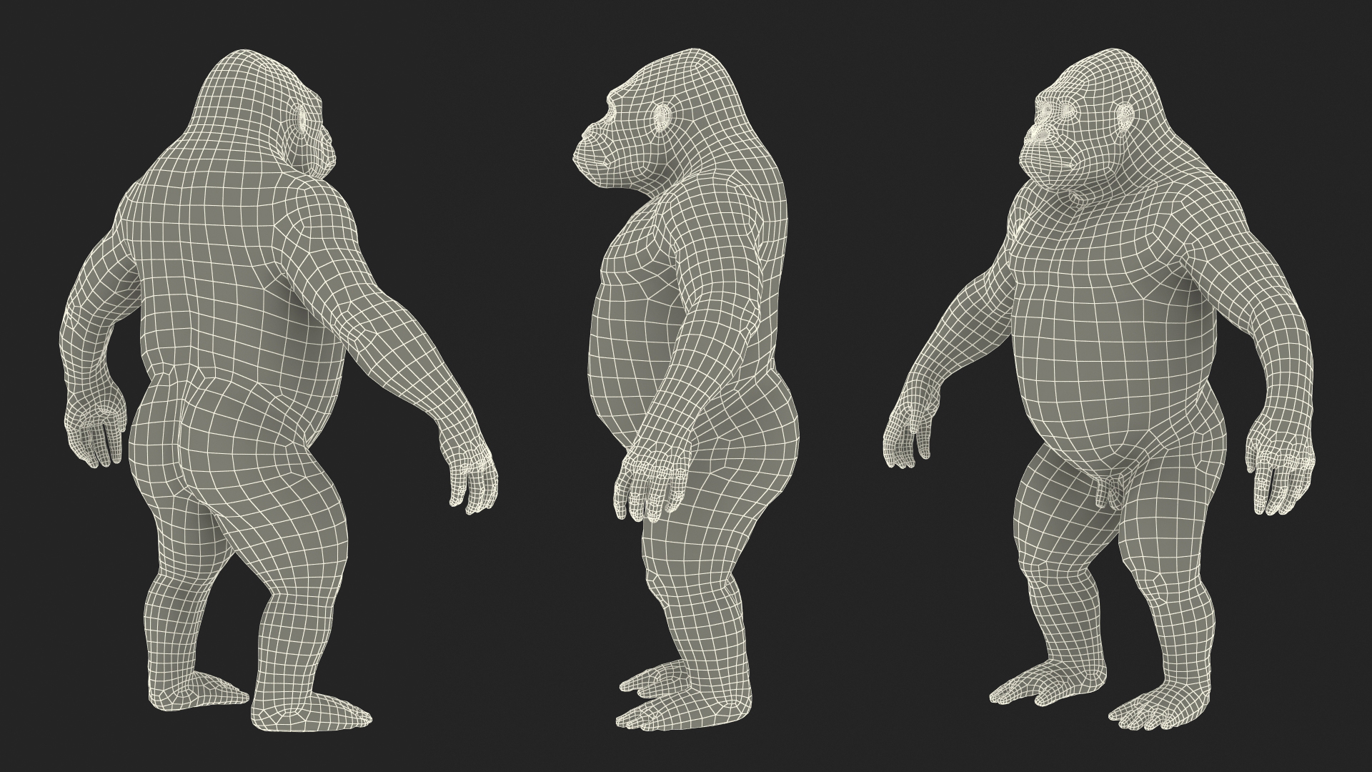 3D model Roaring Gorilla Fur Animated Rigged