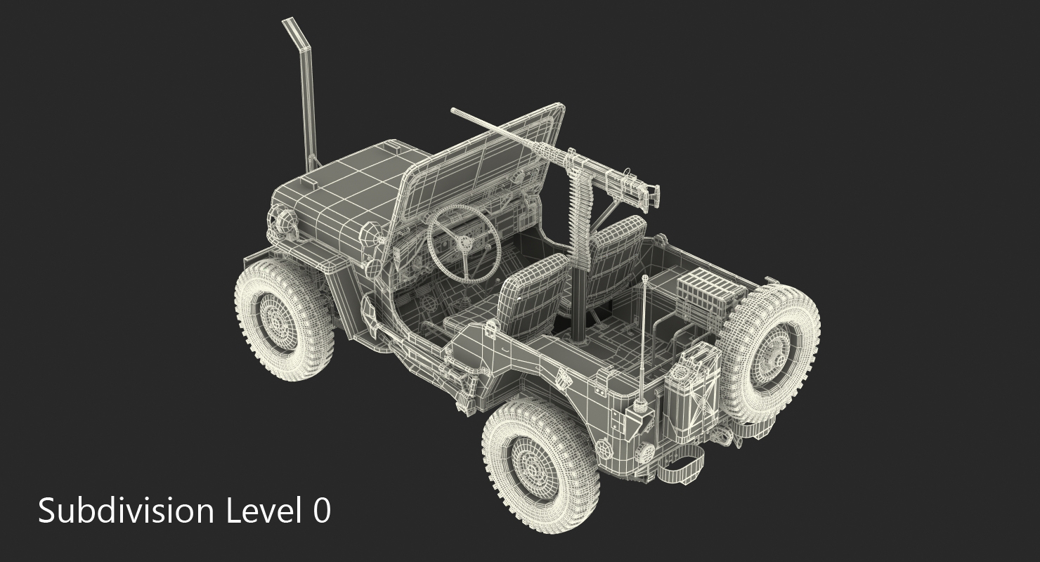 US Army Jeep Willys MB Rigged 3D model