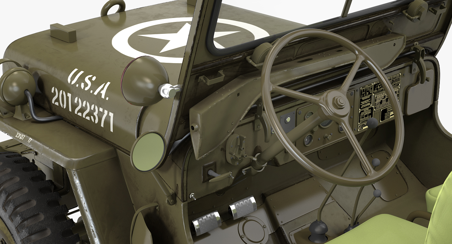 US Army Jeep Willys MB Rigged 3D model