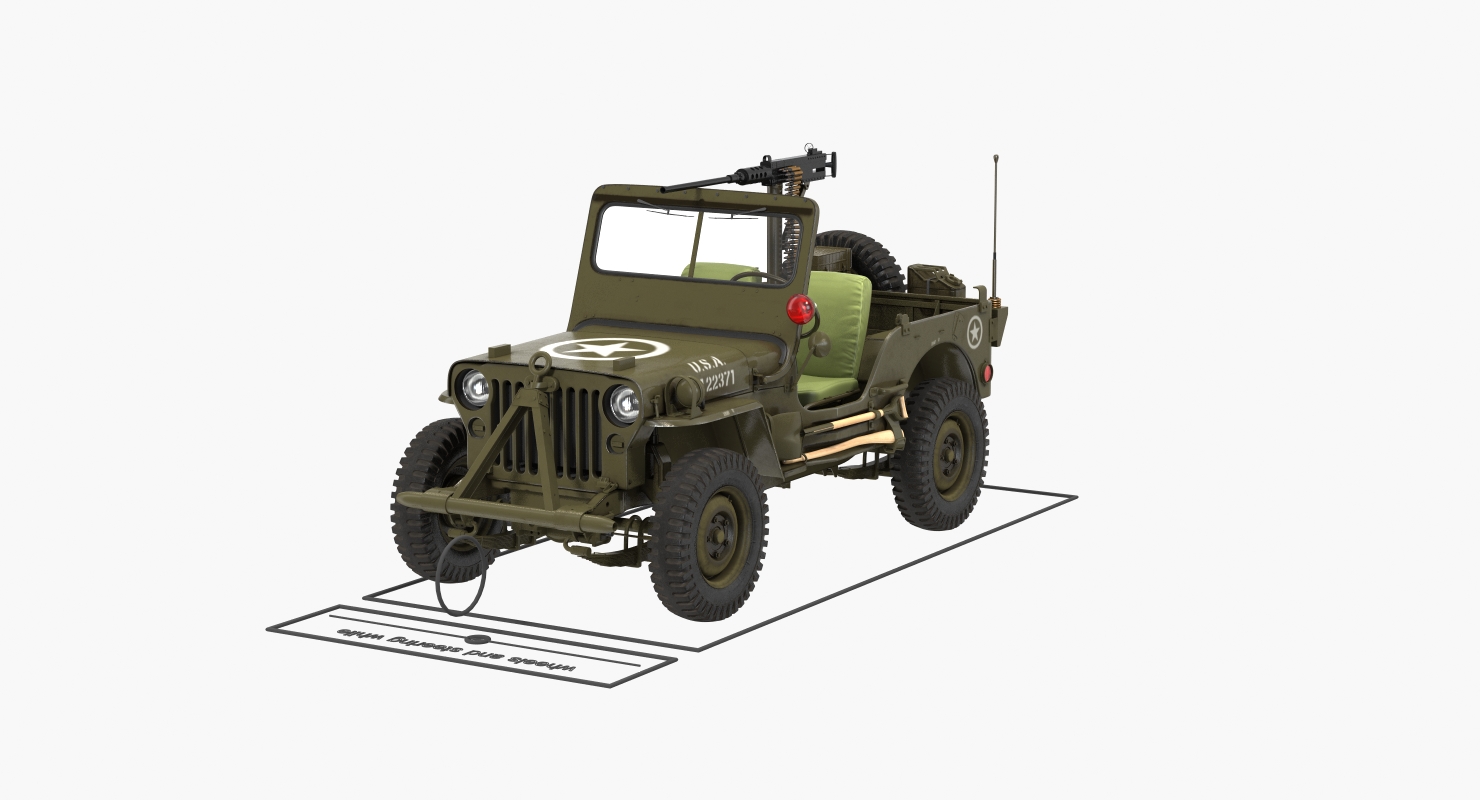 US Army Jeep Willys MB Rigged 3D model