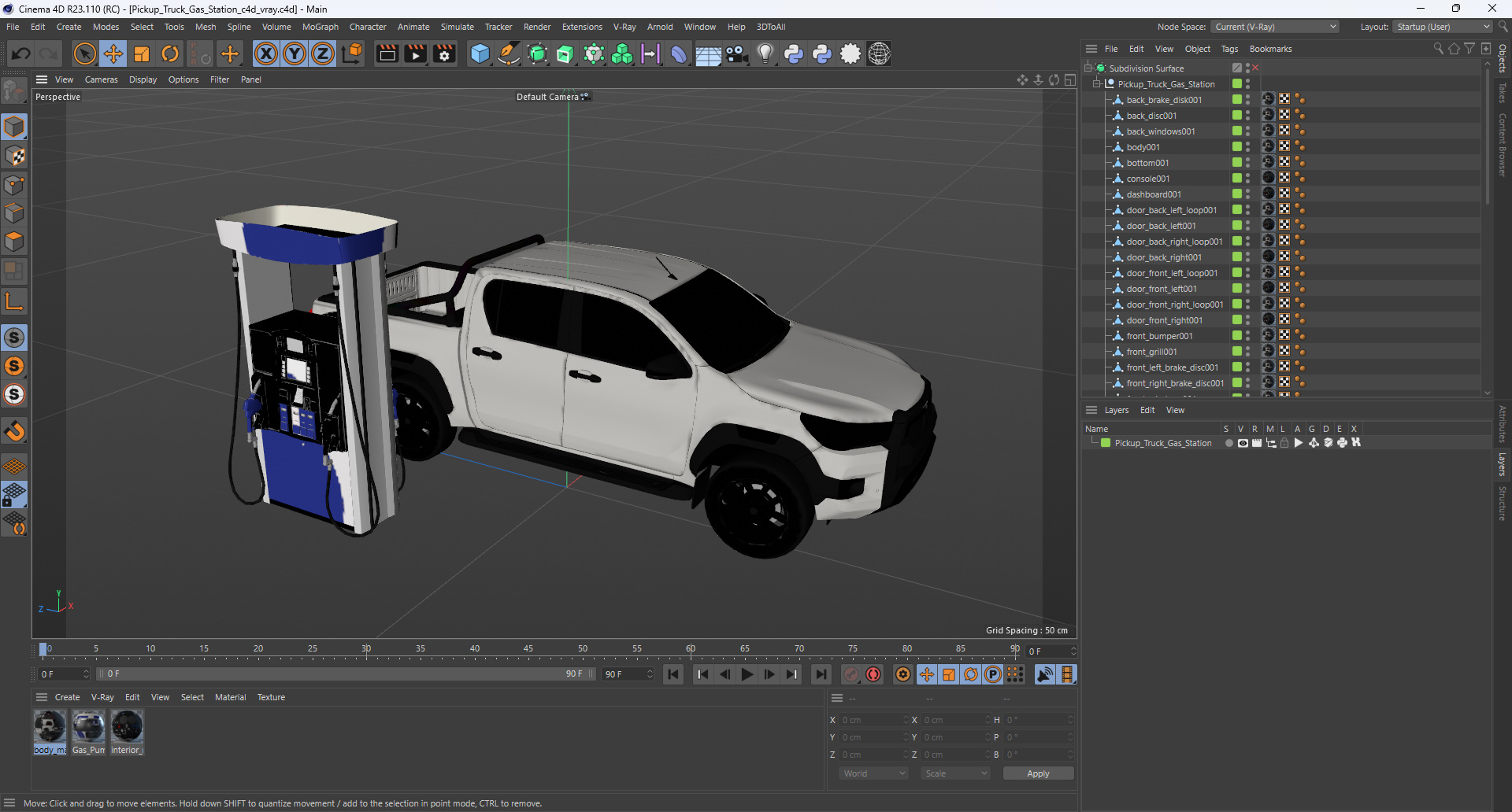 Pickup Truck Gas Station 3D model