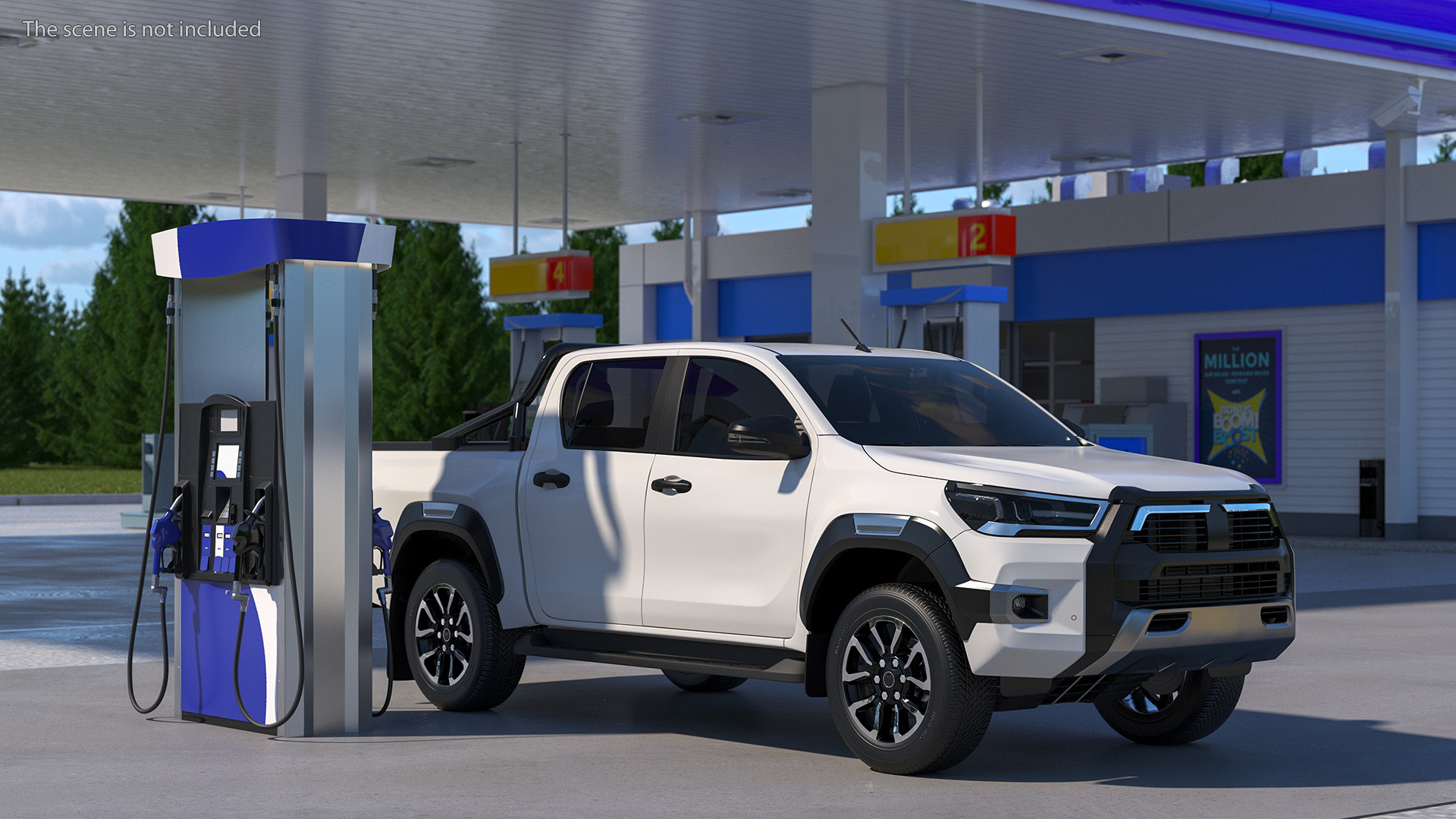 Pickup Truck Gas Station 3D model