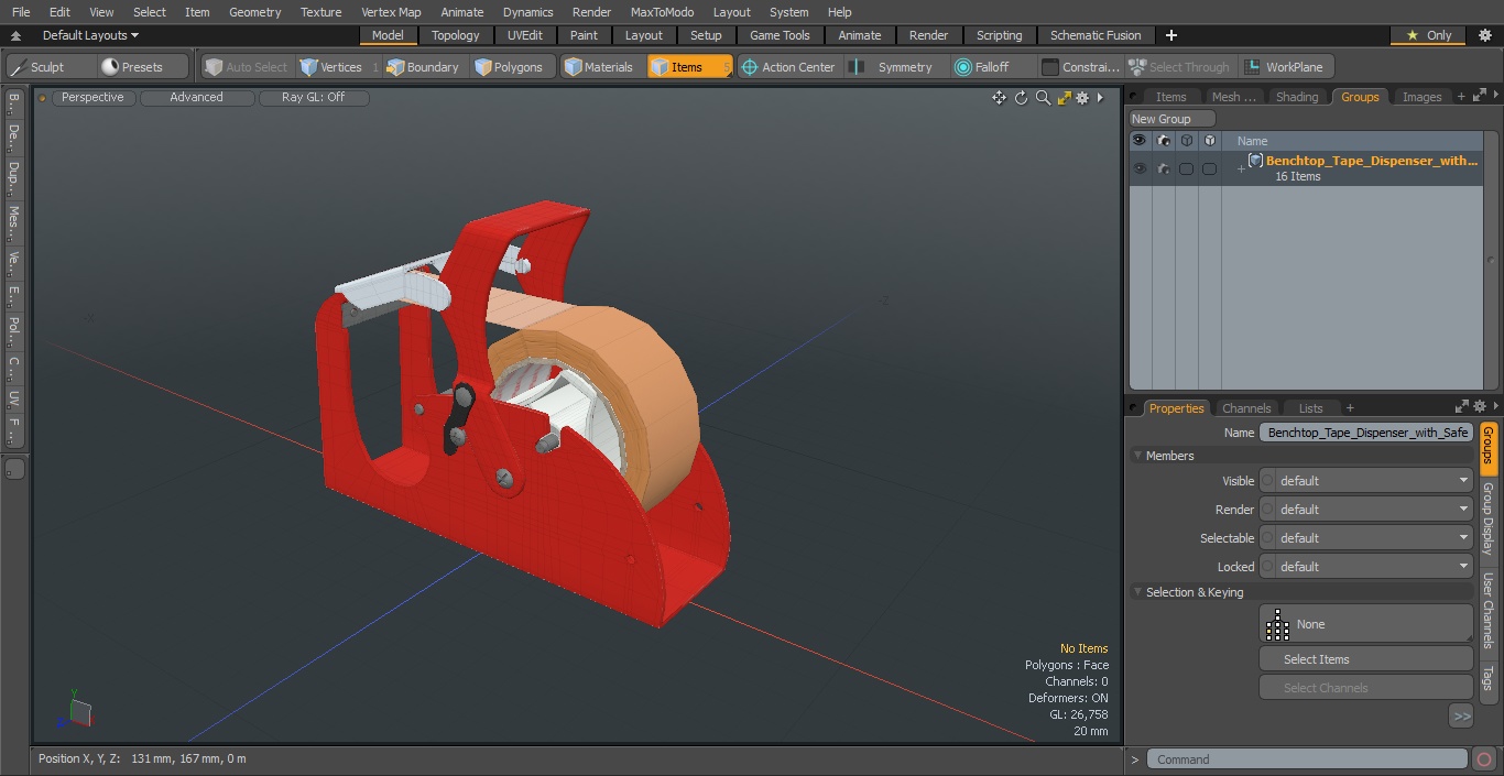 Benchtop Tape Dispenser with Safety Guard Brown 3D