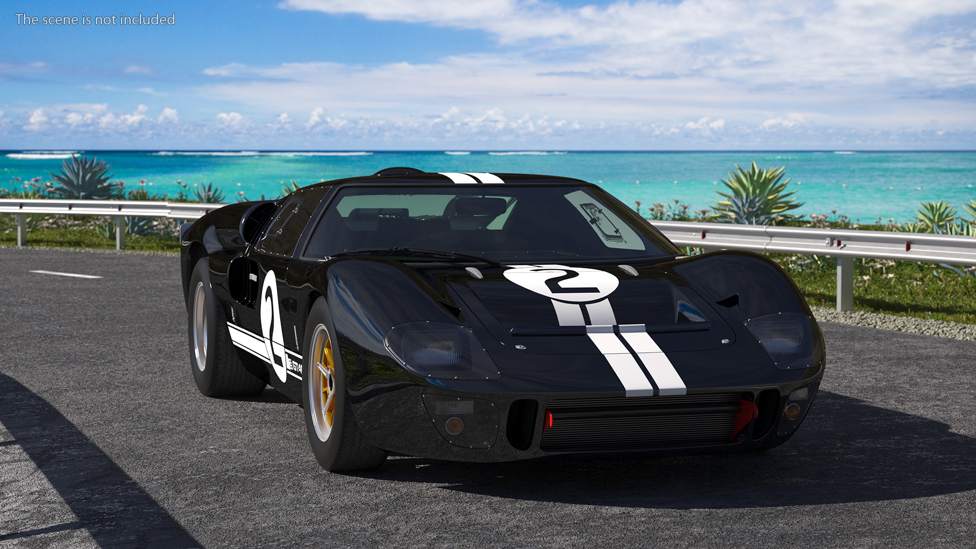 3D Ford GT40 Racing Car Black Rigged model