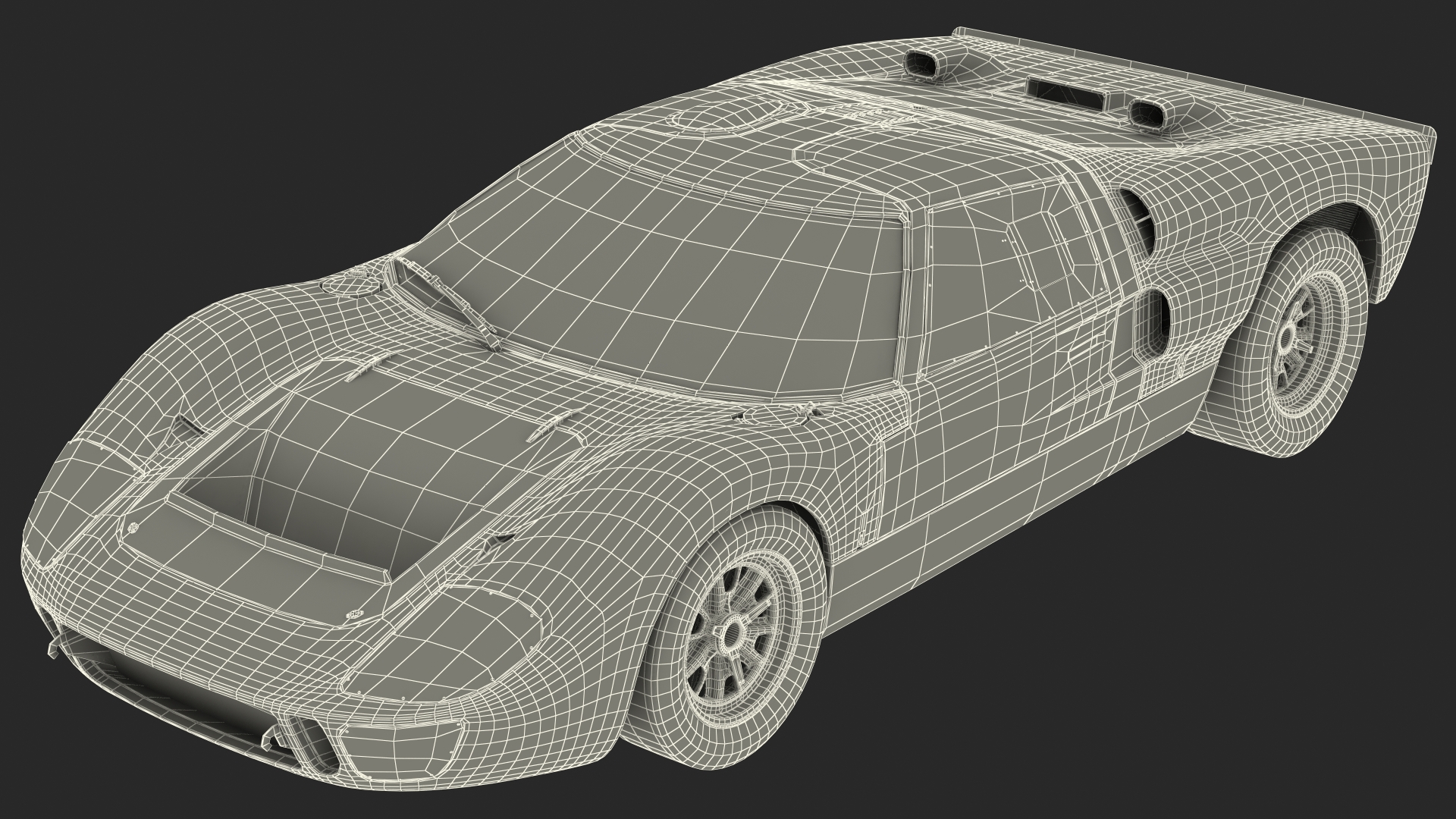 3D Ford GT40 Racing Car Black Rigged model