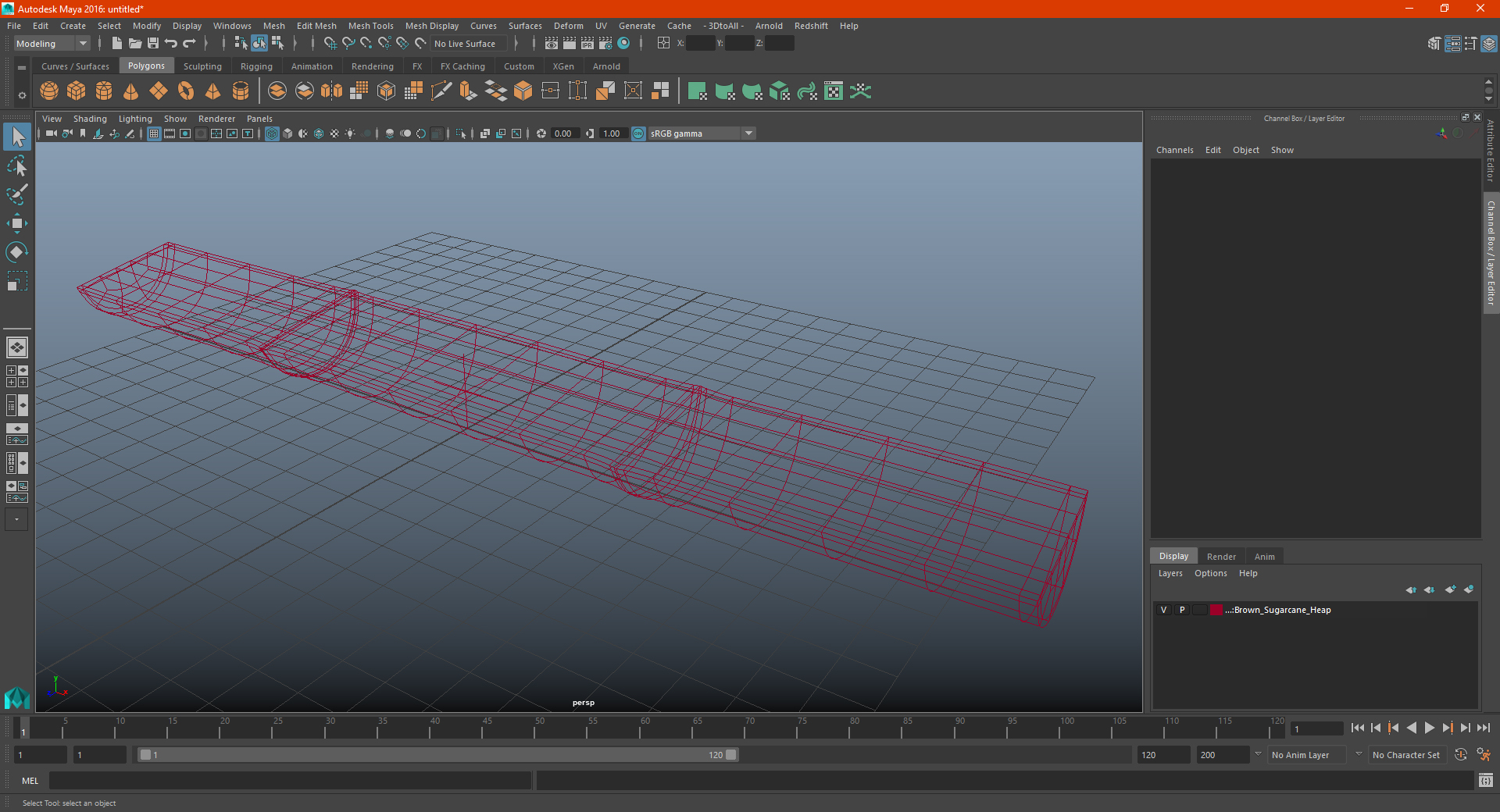 3D model Green Sugarcane Half Cut Piece