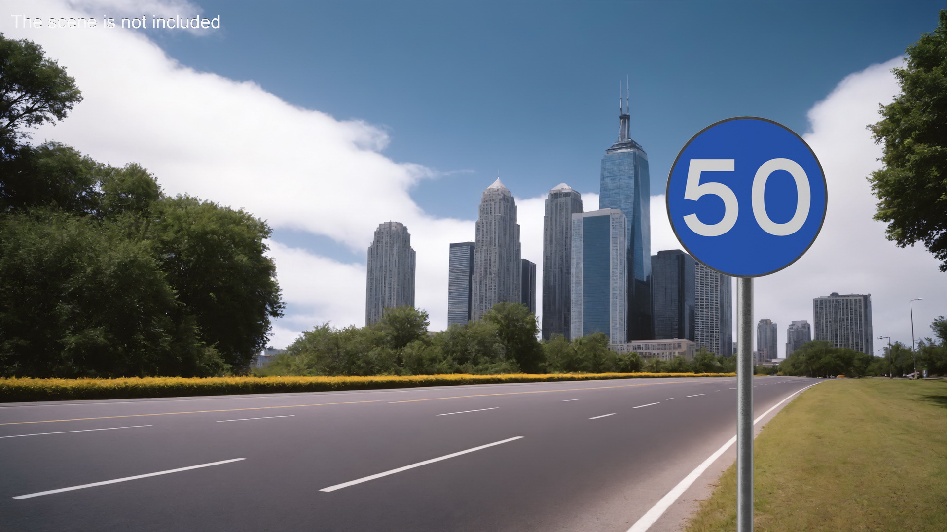 3D Road Sign Minimum Speed 50