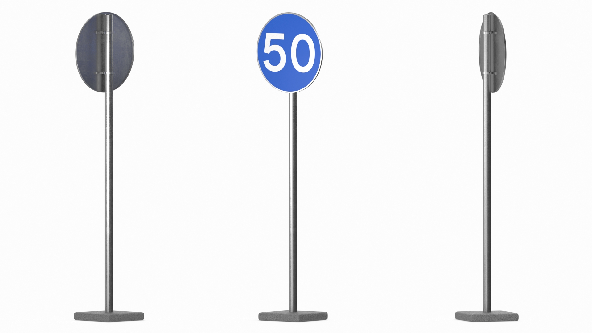 3D Road Sign Minimum Speed 50