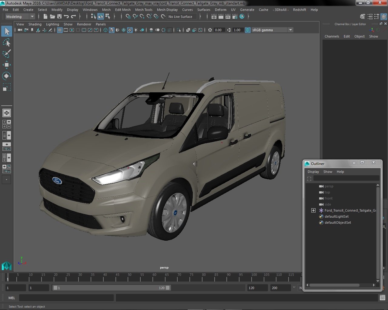 Ford Transit Connect Tailgate Gray 3D model