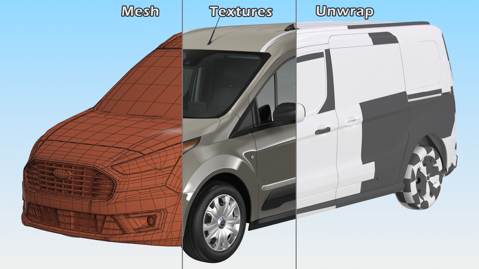 Ford Transit Connect Tailgate Gray 3D model