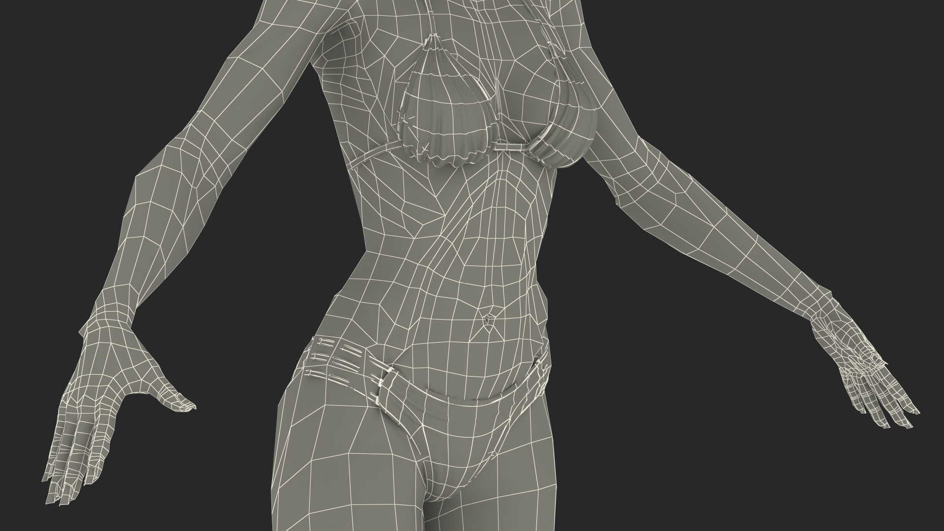 3D Dark Skinned Bikini Girl Rigged